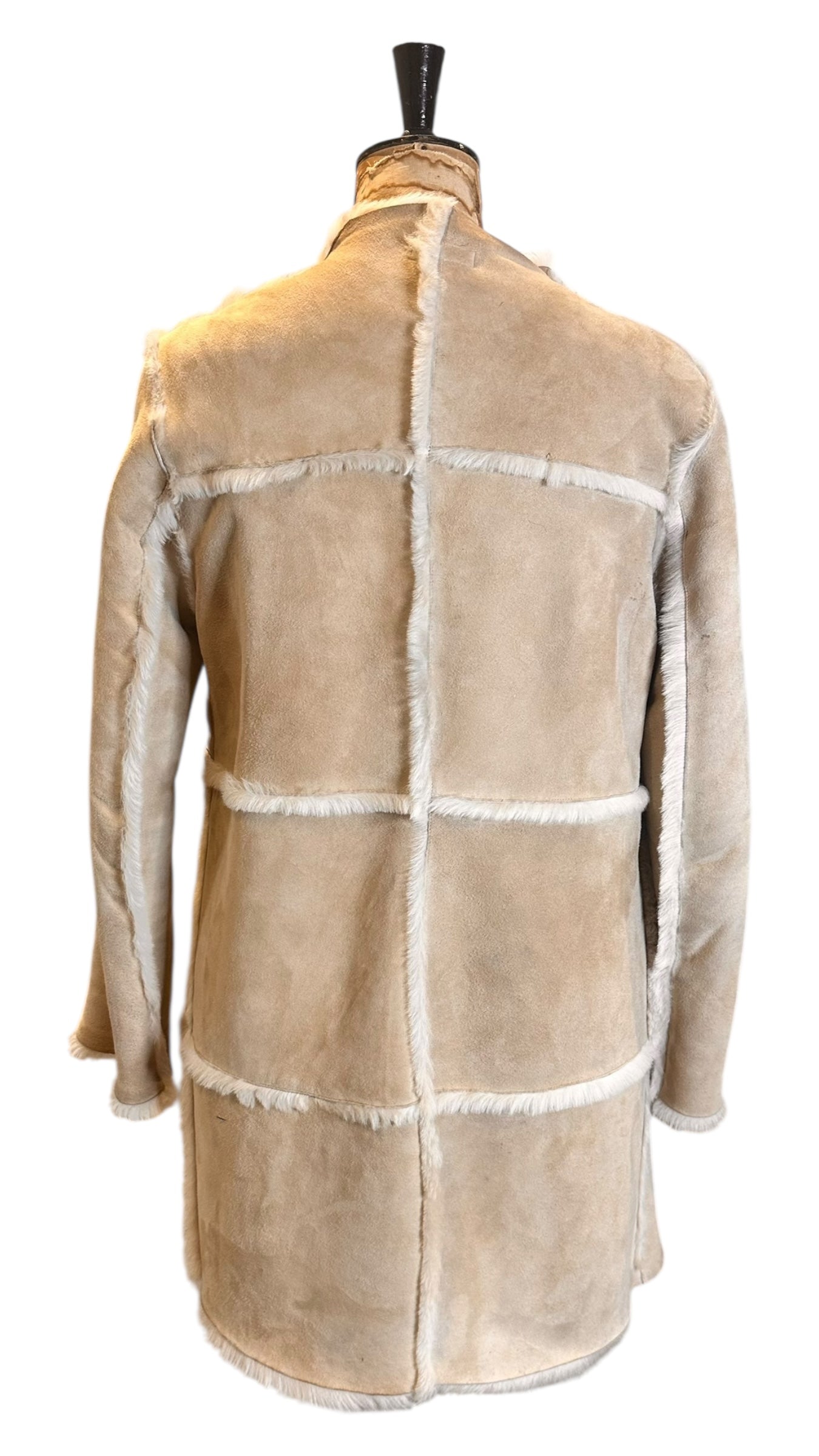 Vintage Cream Sheepskin and Suede CoatUK 12- 14