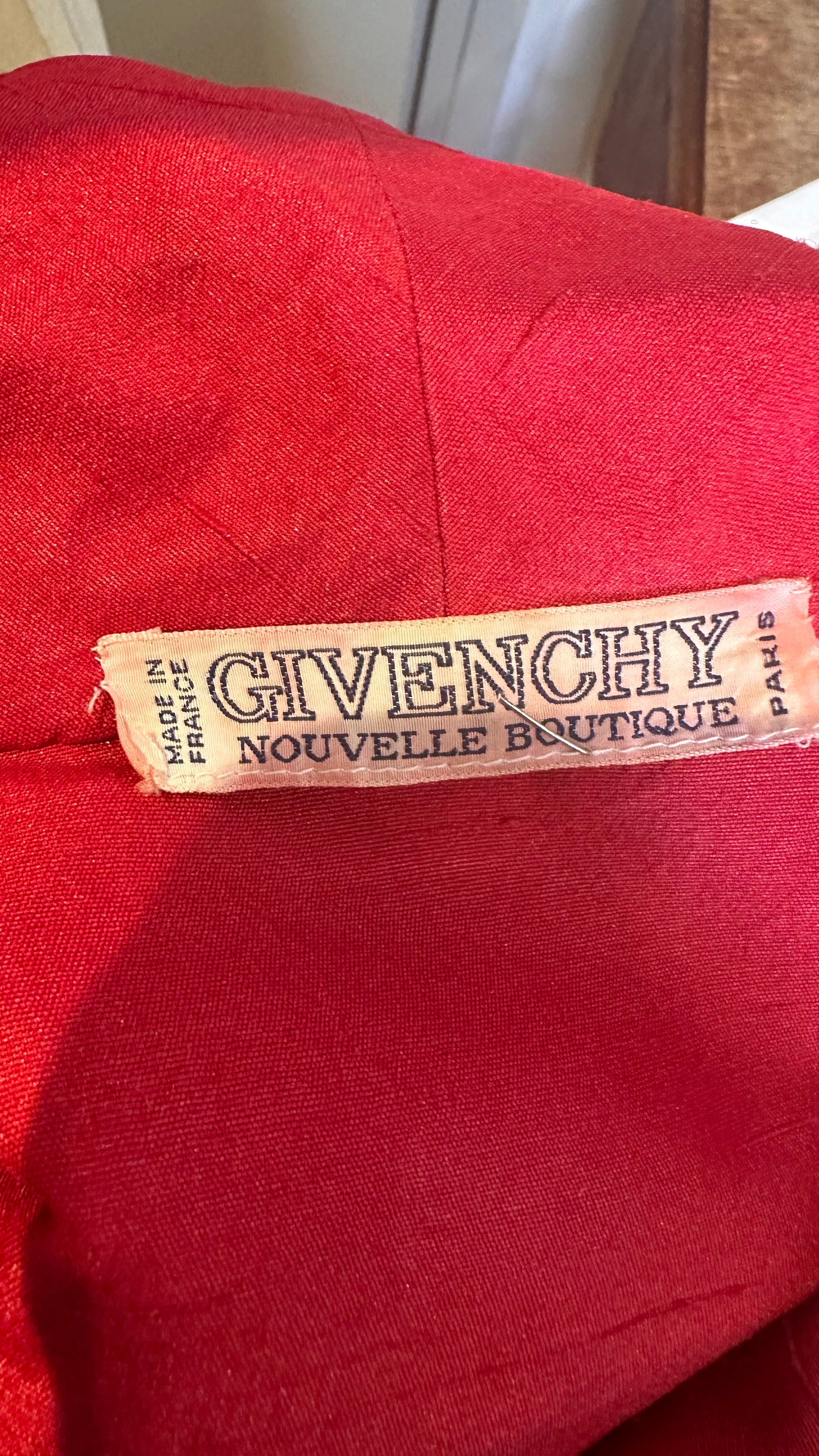 80s Vintage Red Silk Givenchy Dress UK 10-12