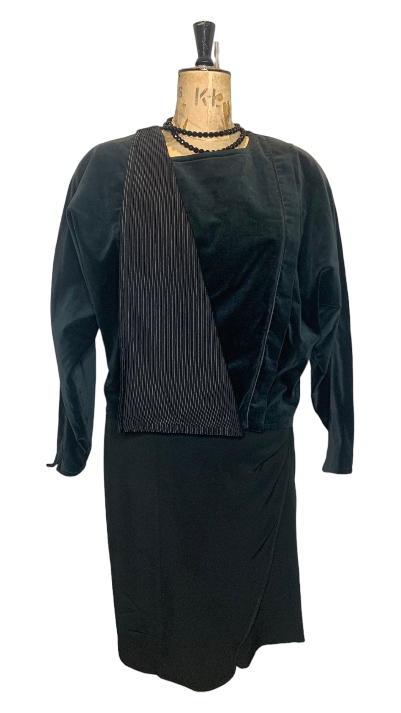 80s Vintage Velvet Black Jacket Size UK 