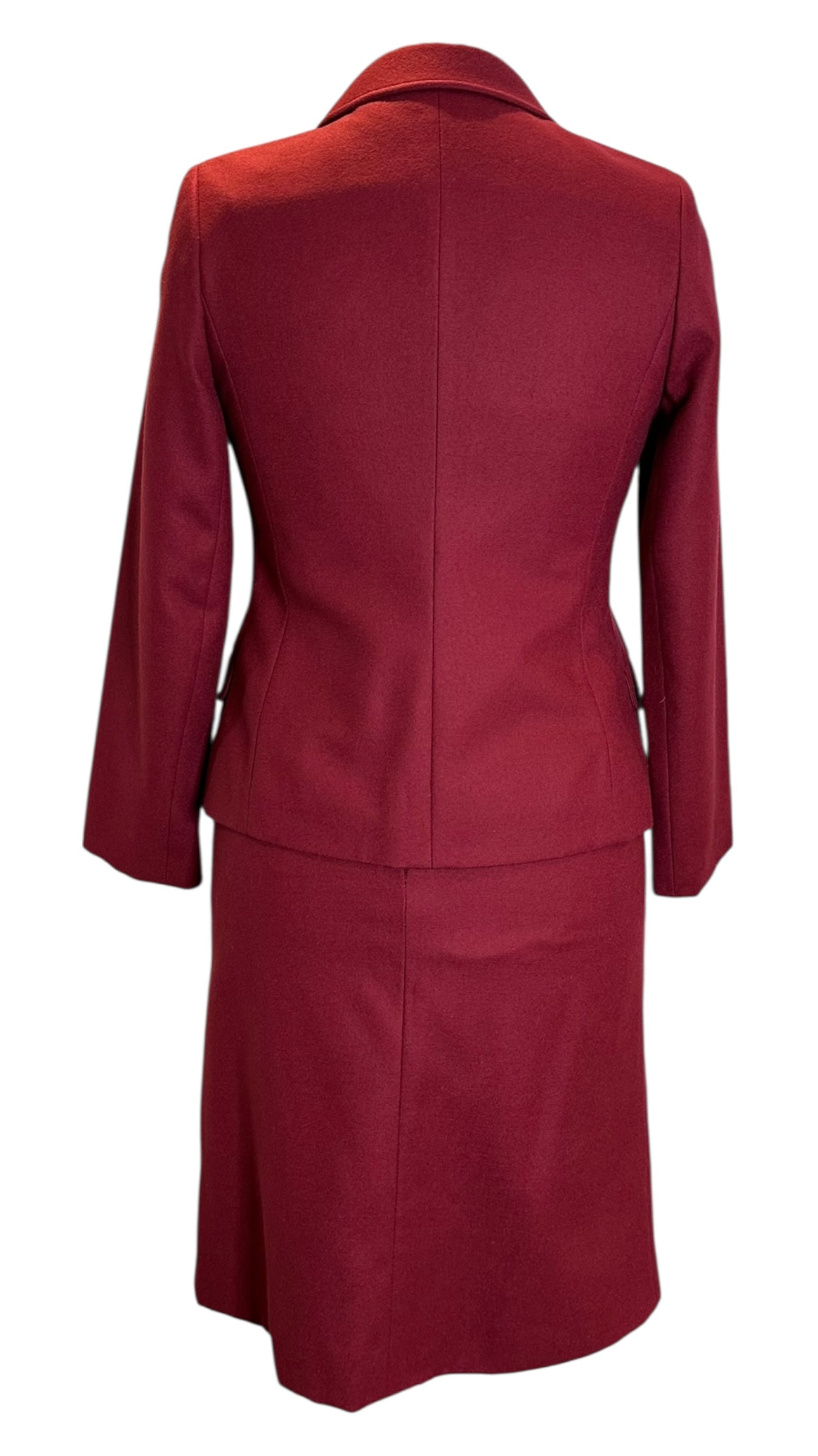 Irish Vintage Burgundy Wool Skirt Suit Uk 8-10