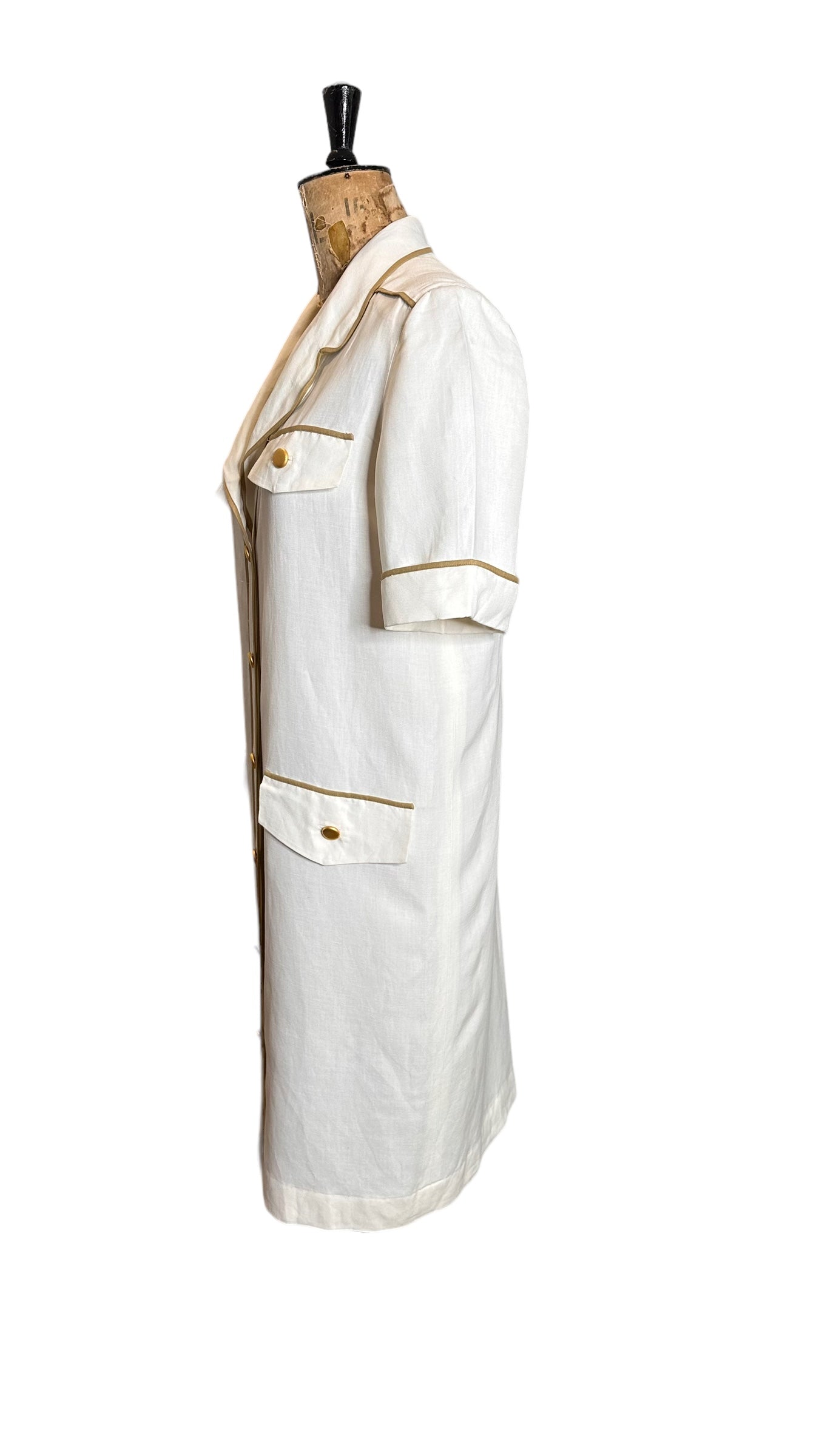 80s Vintage White Shirtdress Size UK 12- 14
