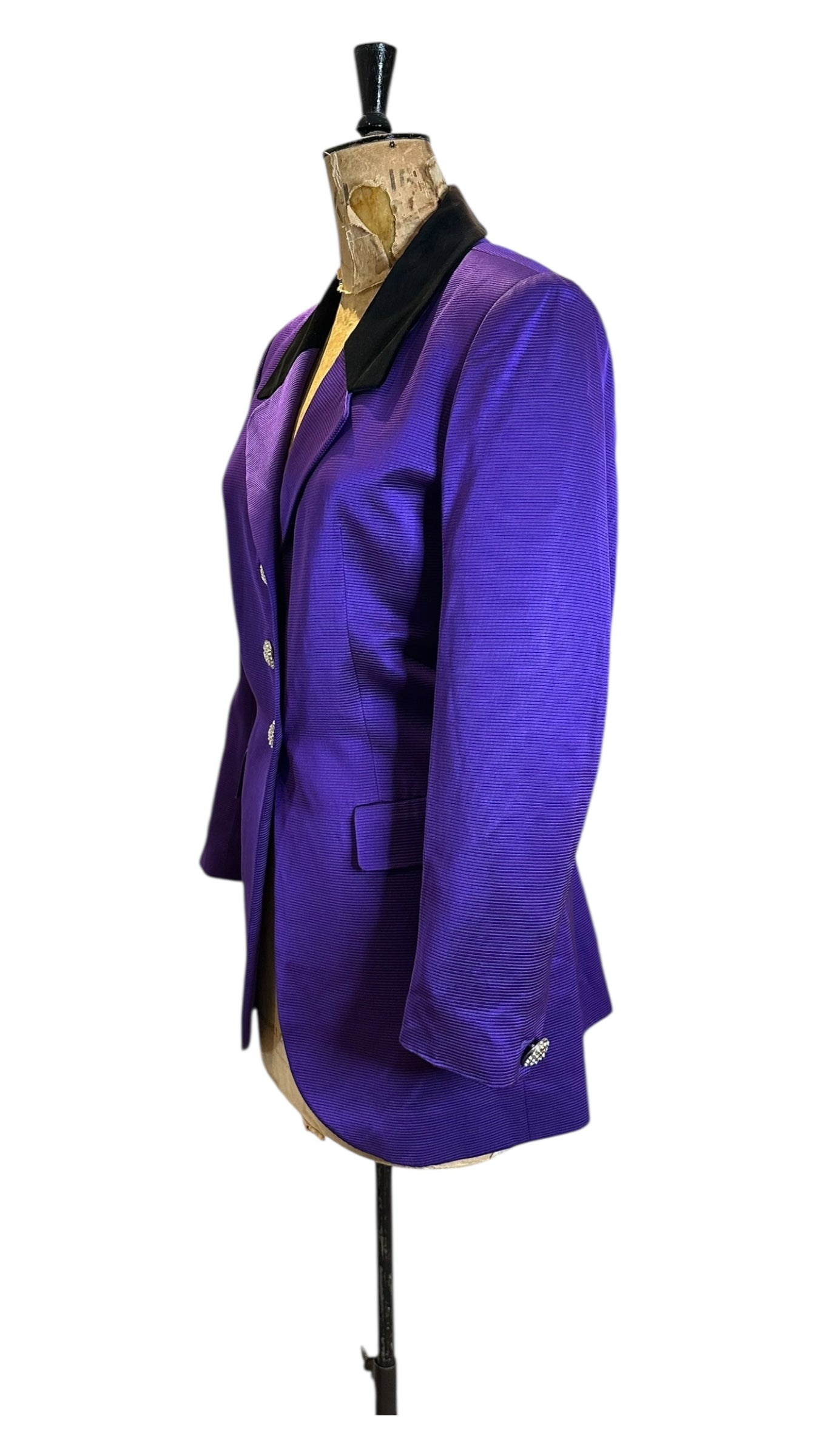 80's Vintage Purple Hartnell Silk Jacket Uk 14- 16