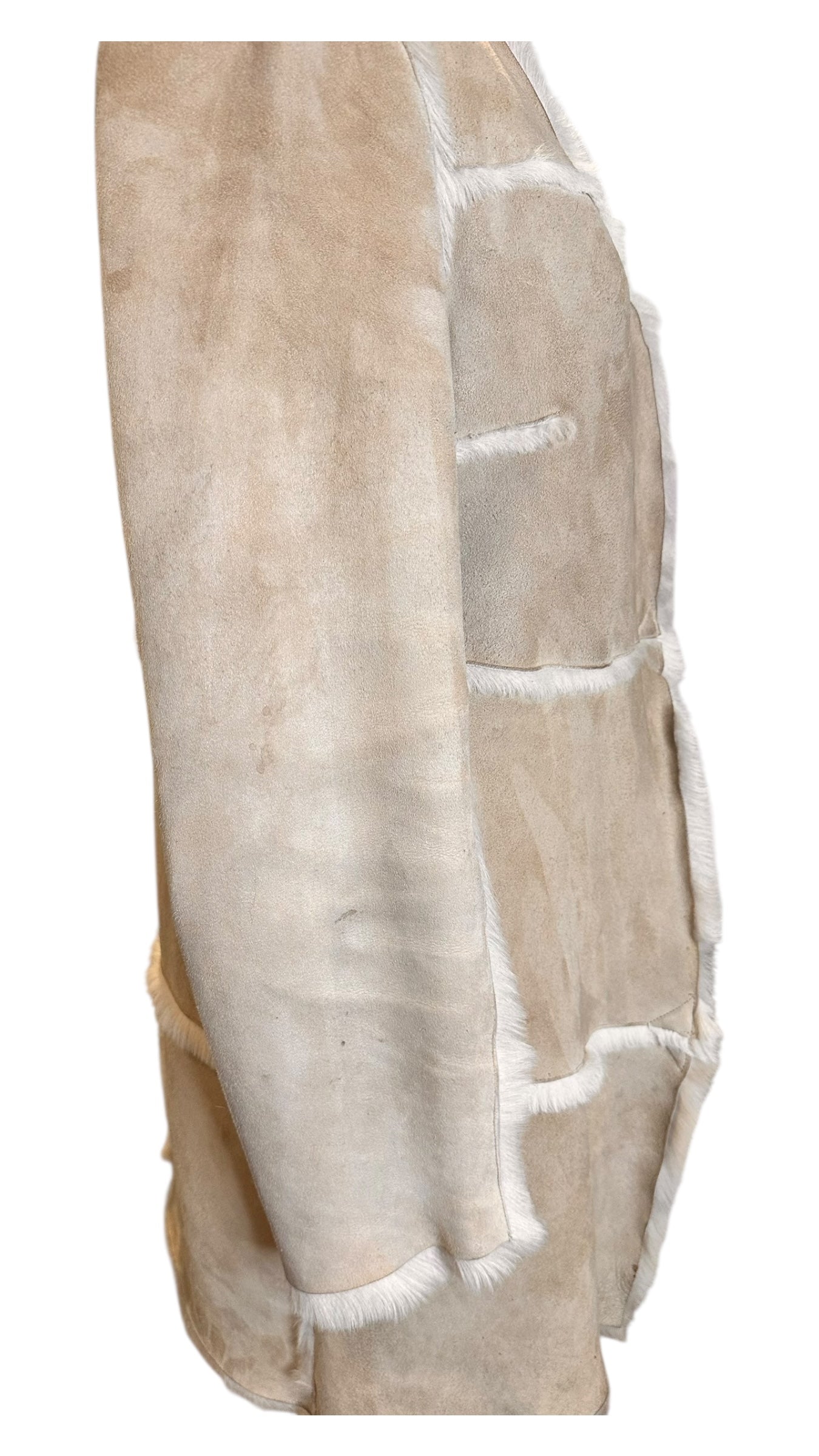 Vintage Cream Sheepskin and Suede CoatUK 12- 14