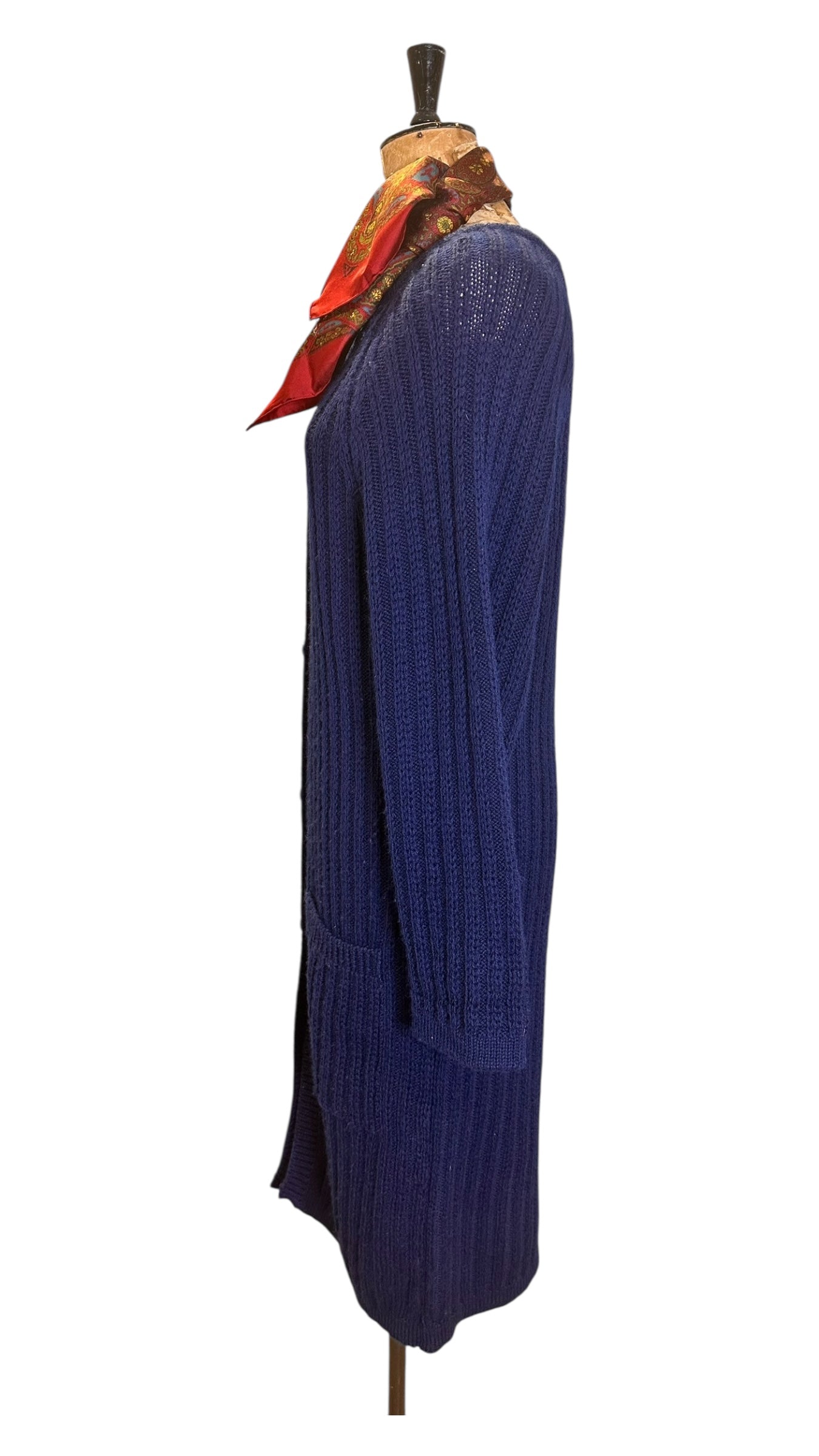 Vintage Irish Navy Long Cardigan UK 16