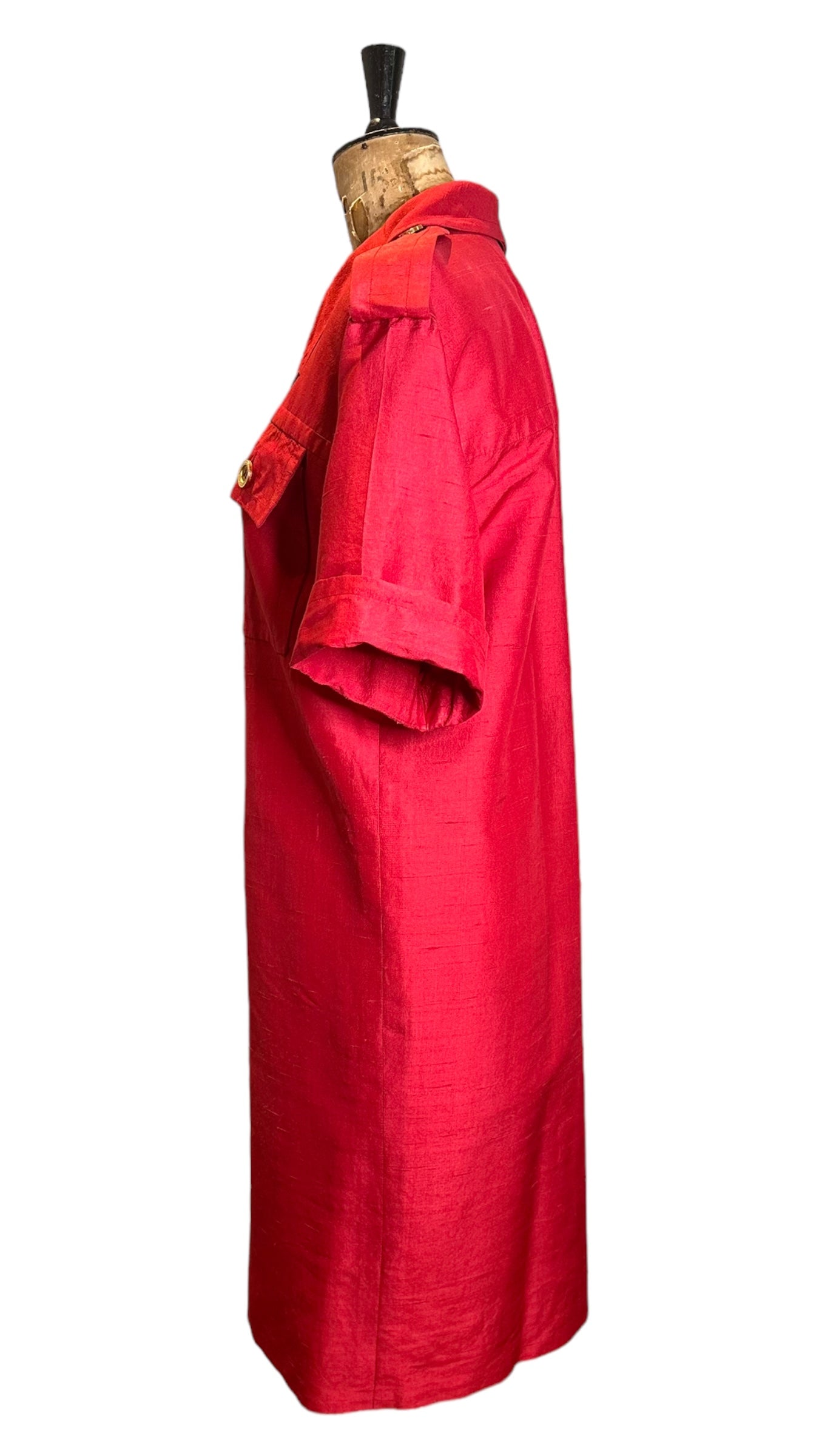 80s Vintage Red Silk Givenchy Dress UK 10-12