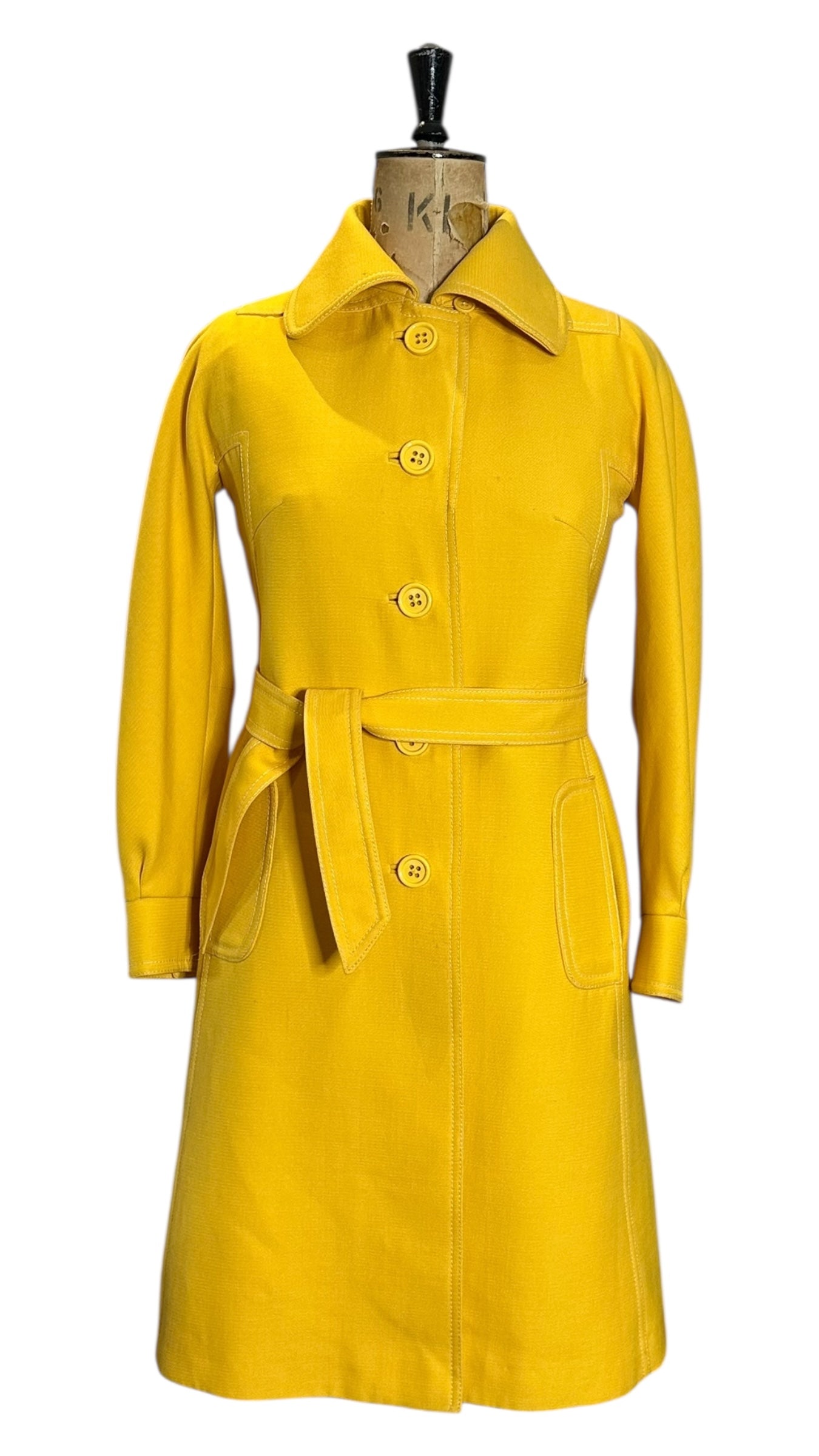 Vintage 60s Yellow Coat Simpson of Piccadilly UK 12 - 14