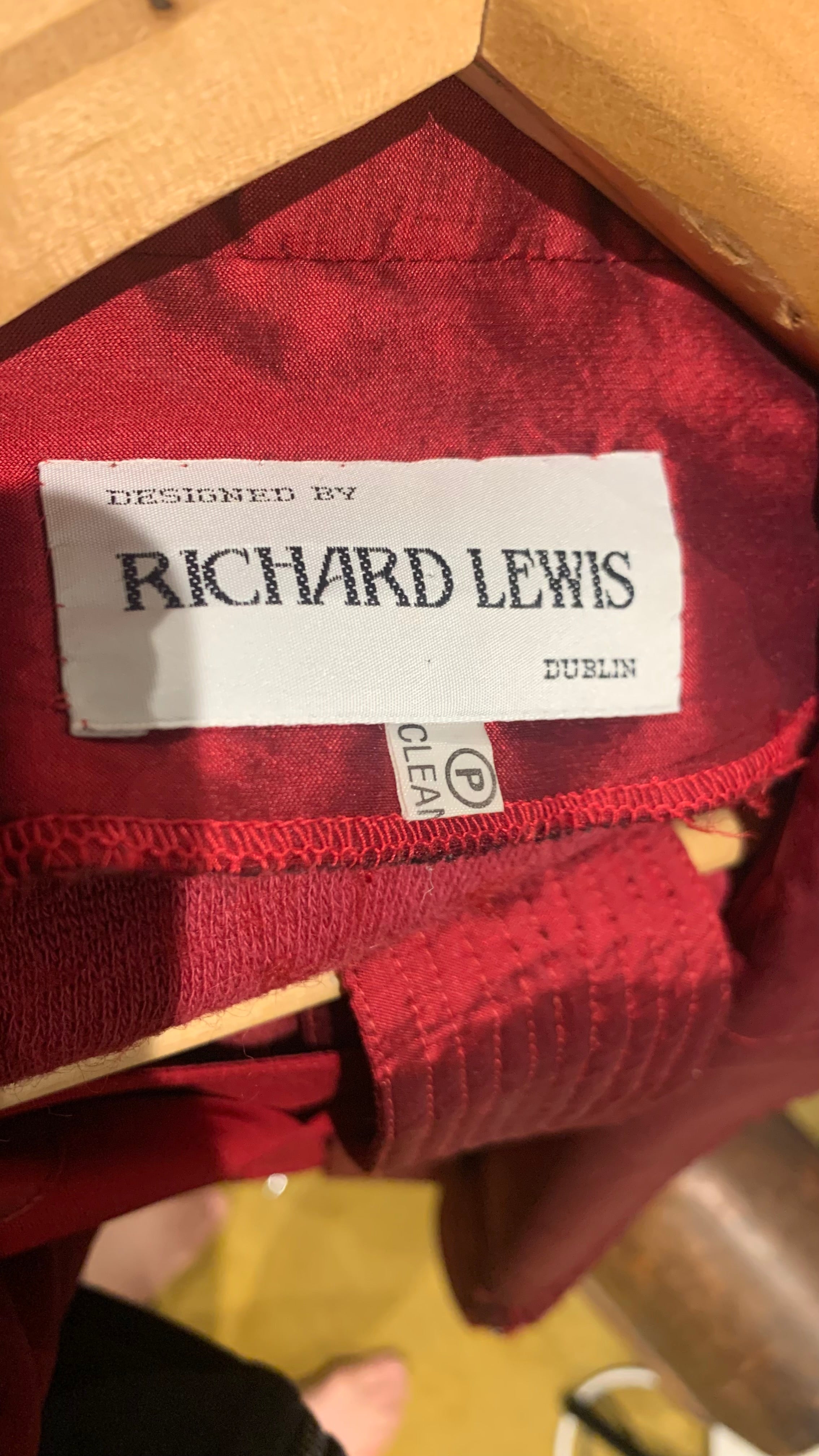 Vintage Richard Lewis Red Wool Skirt Suit Size UK 12- 14