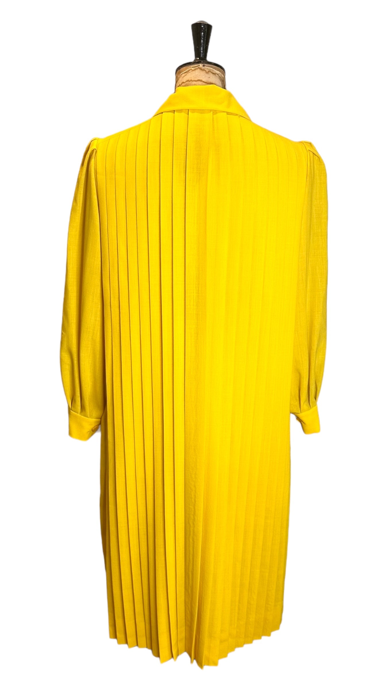 Vintage 70s Yellow Pleated Dress UK 12- 14