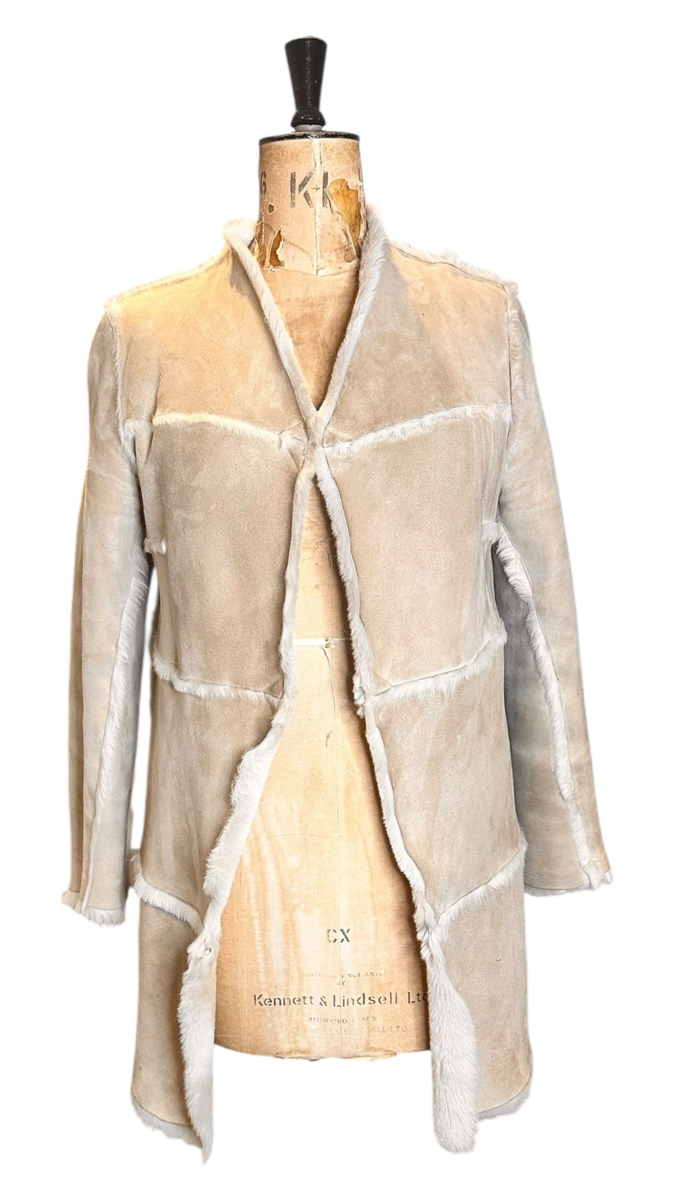Vintage Cream Sheepskin and Suede CoatUK 12- 14