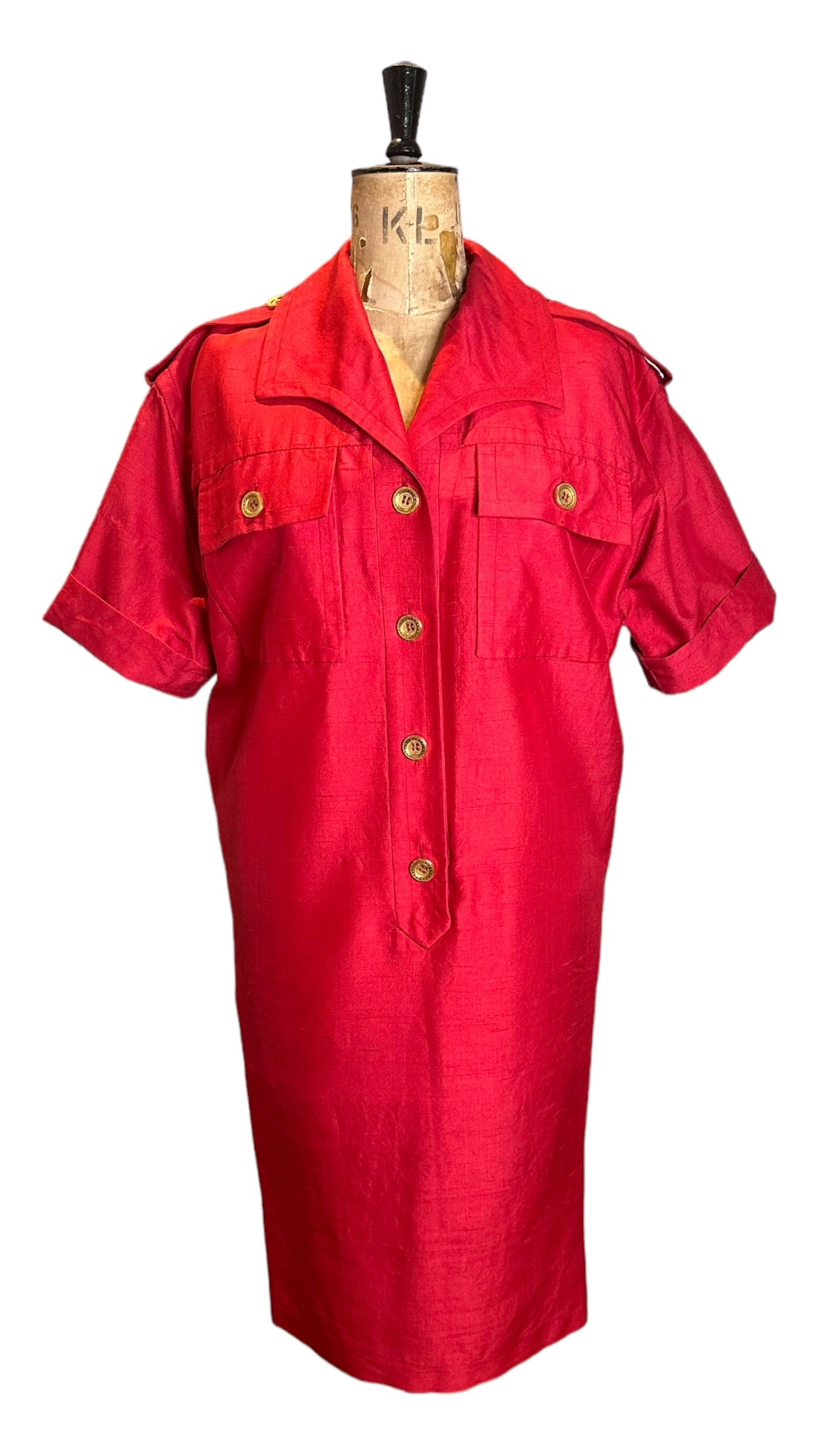 80s Vintage Red Silk Givenchy Dress UK 10-12