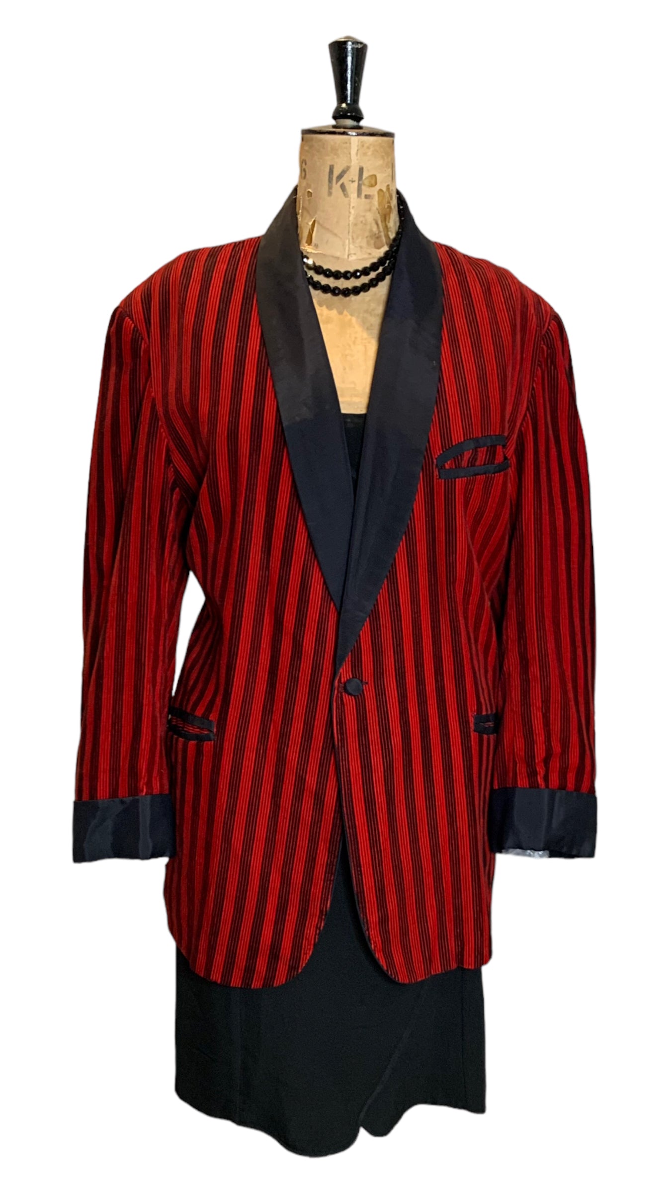 Vintage 50s Red and Black Tuxedo Jacket XL Size Large