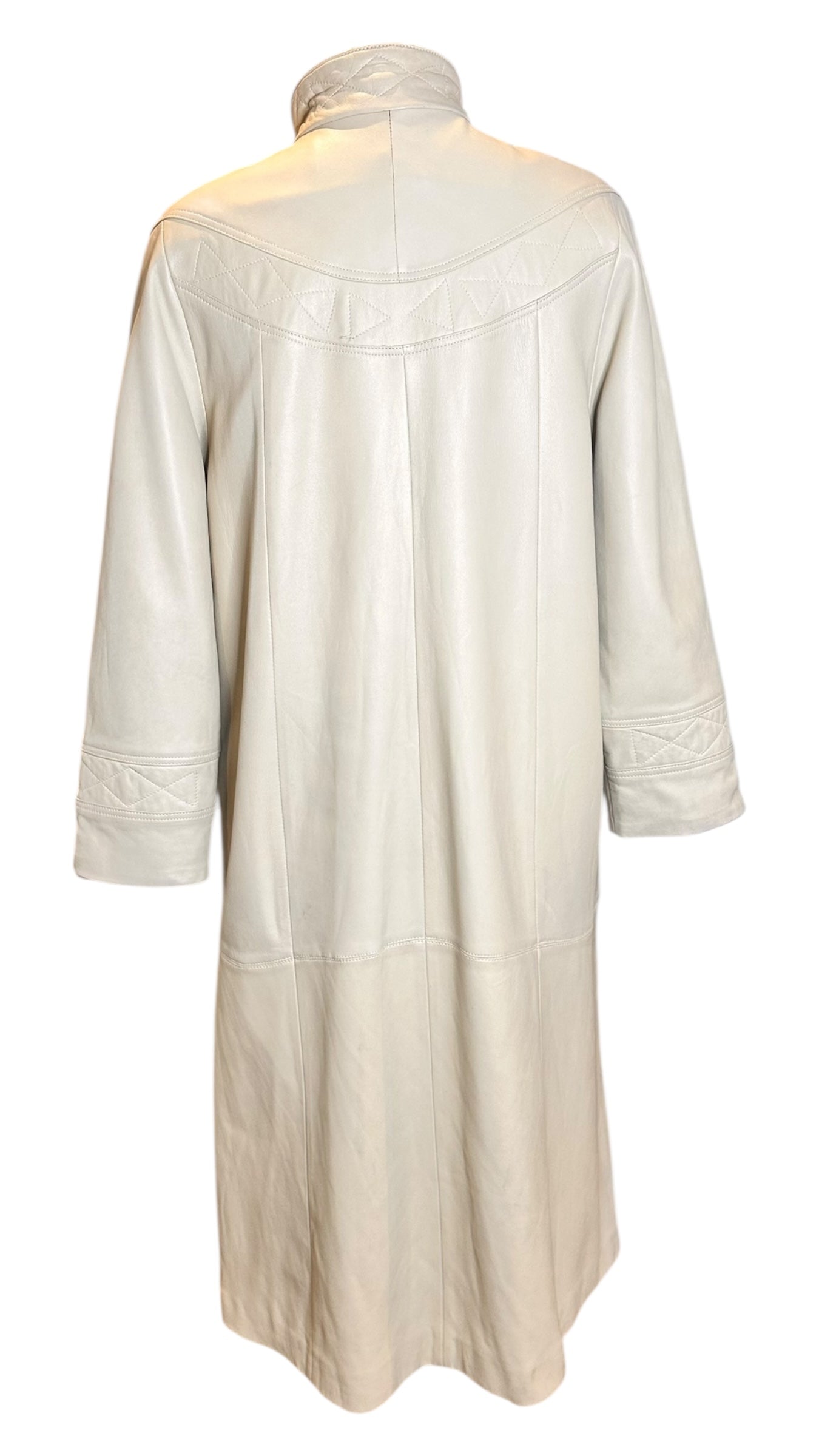 Vintage 80s Cream Leather Coat UK 