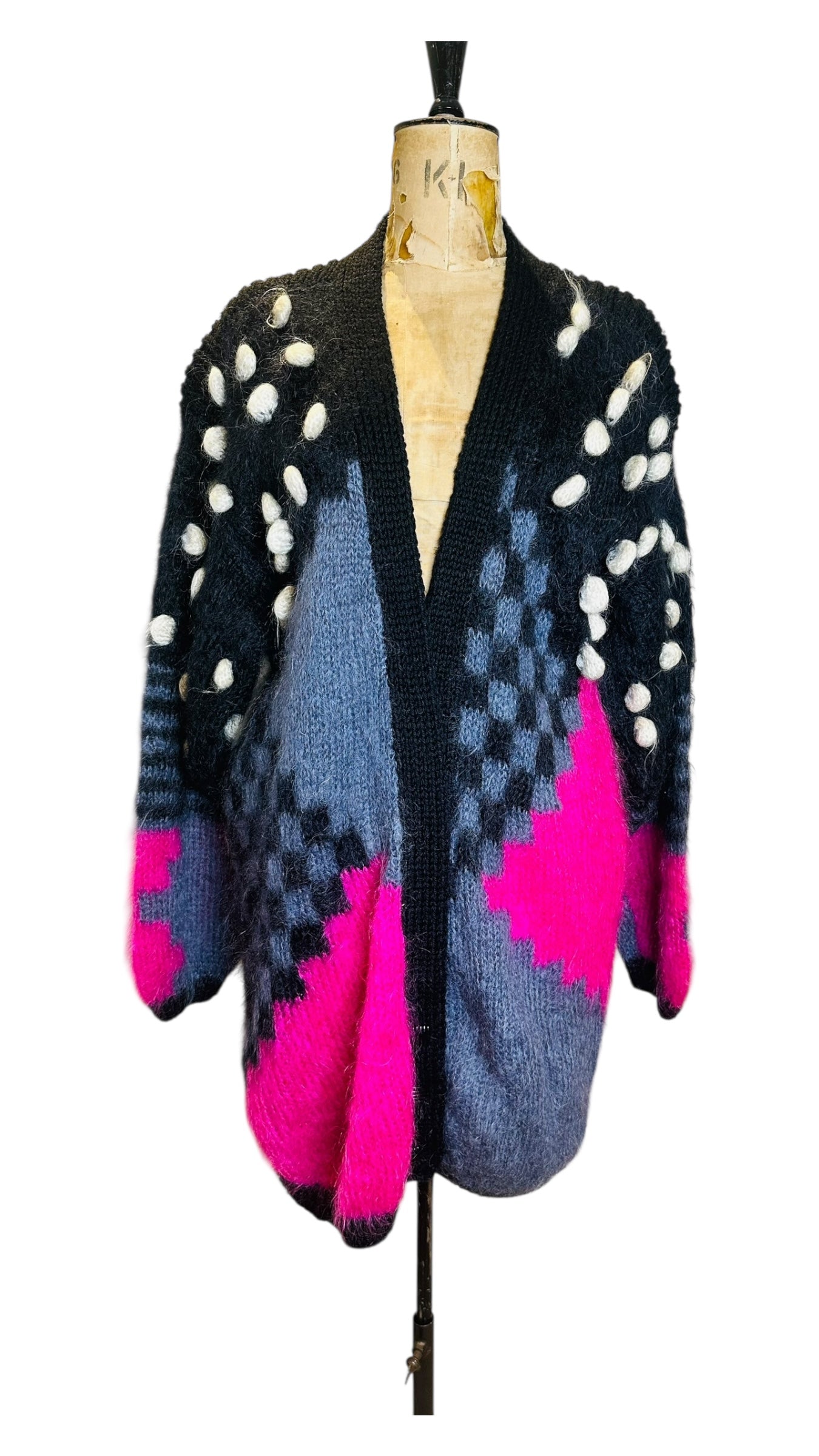 Vintage 80s Mohair Wool Oversized Cardigan One Size