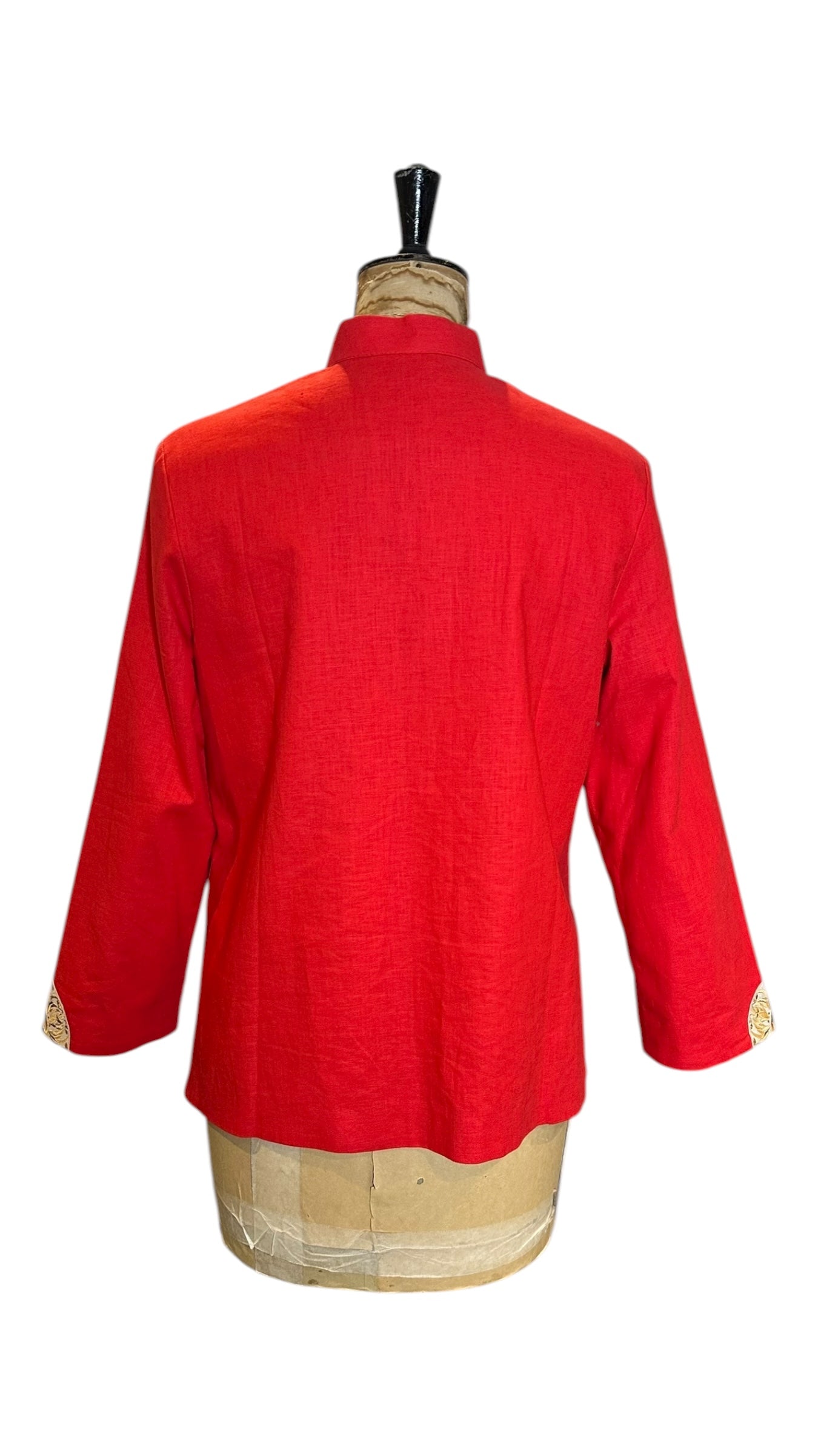 Vintage Red and Gold Oriental Linen Jacket UK 14&nbsp;