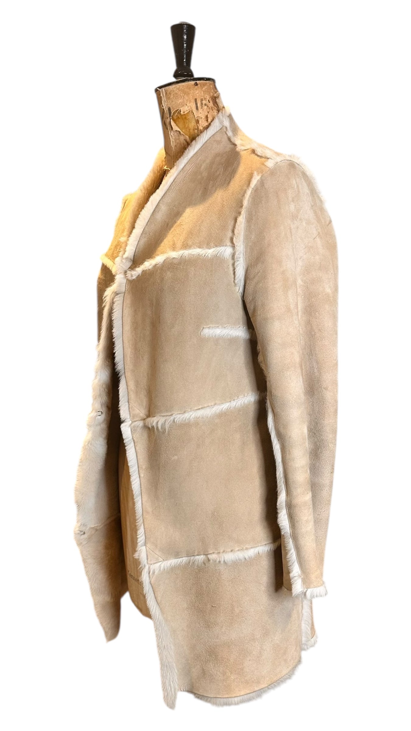 Vintage Cream Sheepskin and Suede CoatUK 12- 14