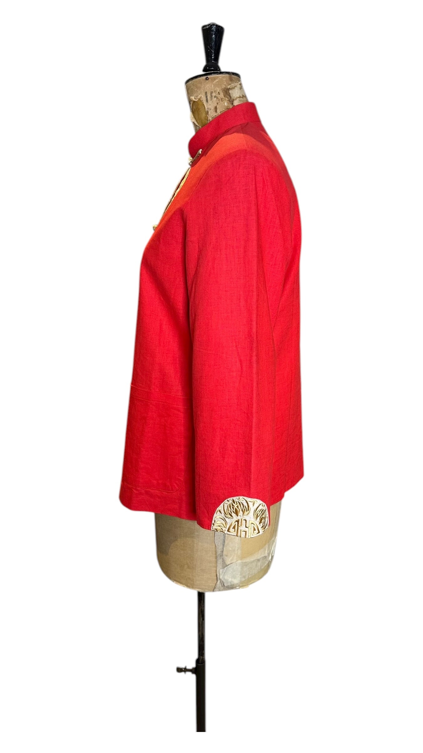 Vintage Red and Gold Oriental Linen Jacket UK 14&nbsp;