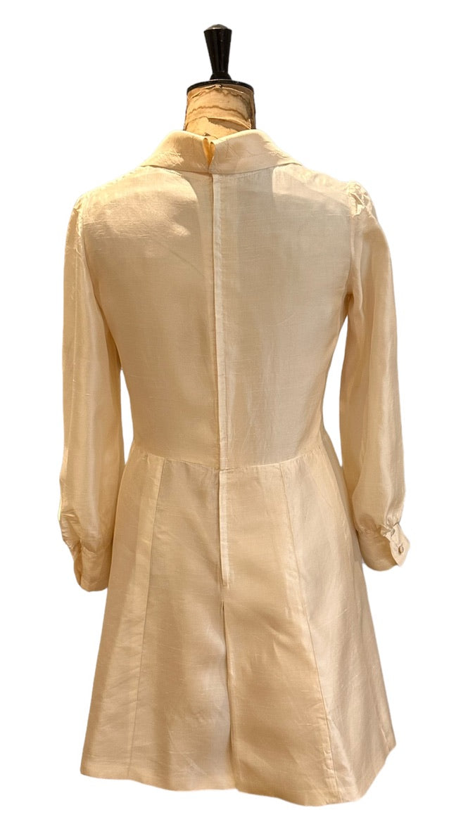 Vintage 60s Cream Silk Dress UK 12