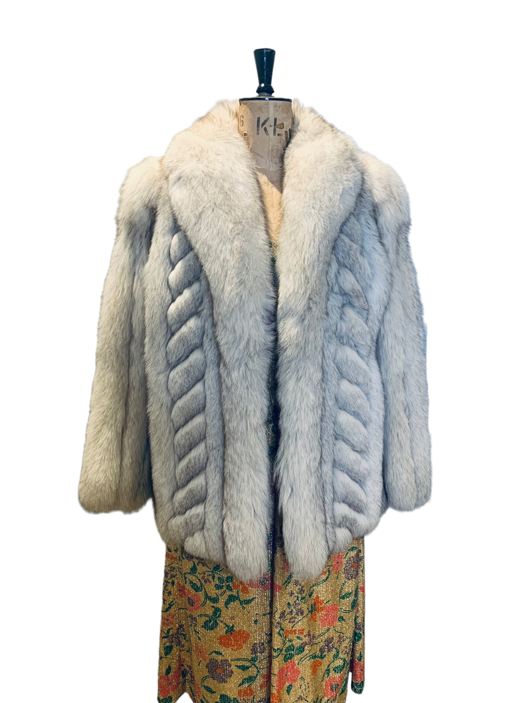 70s Vintage Silver Fox Fur Jacket UK 14- 16