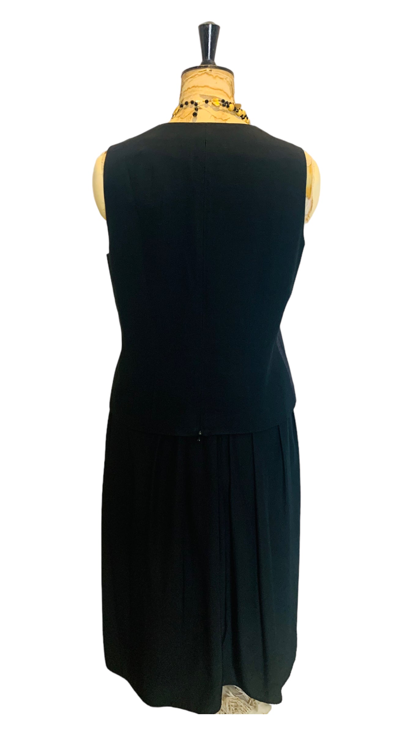 80s Vintage Black Silk Skirt Size UK 10-12
