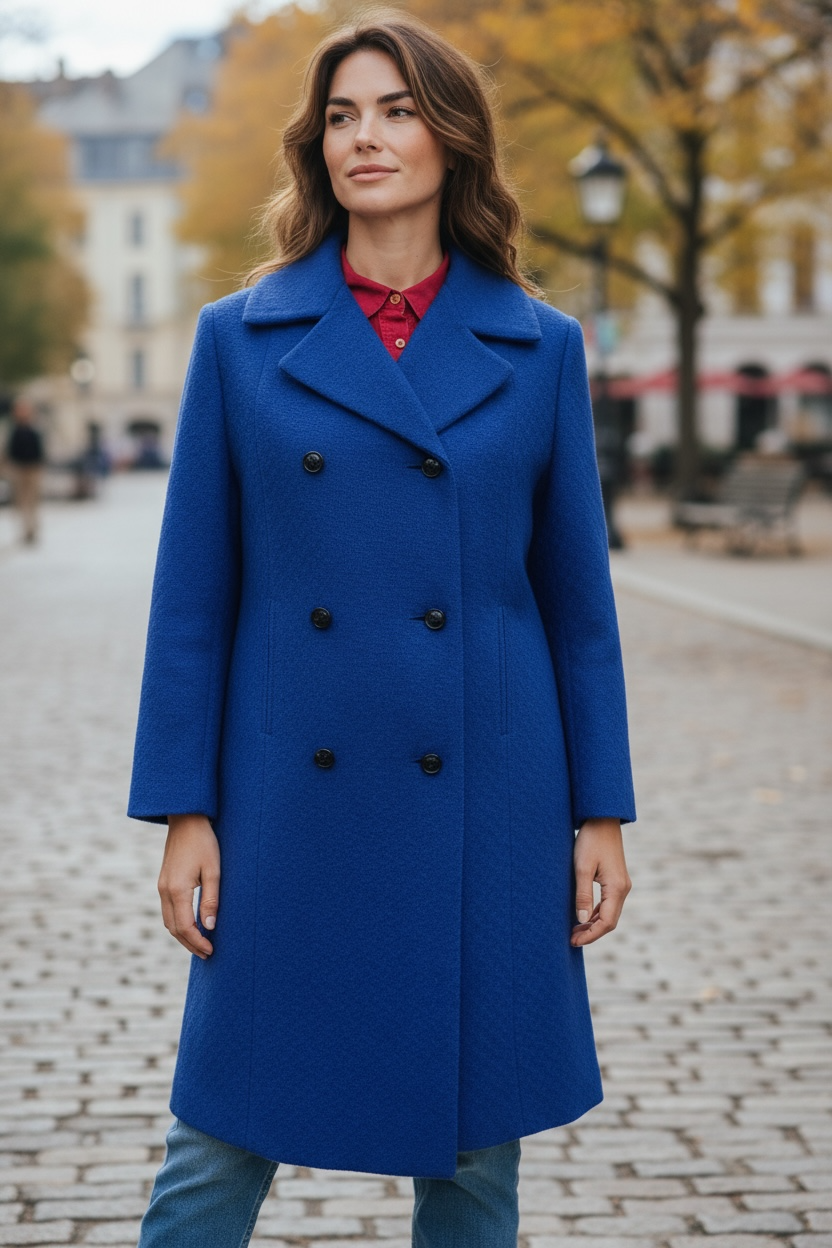 Vintage 60s Royal Blue Wool Coat Uk 12- 14