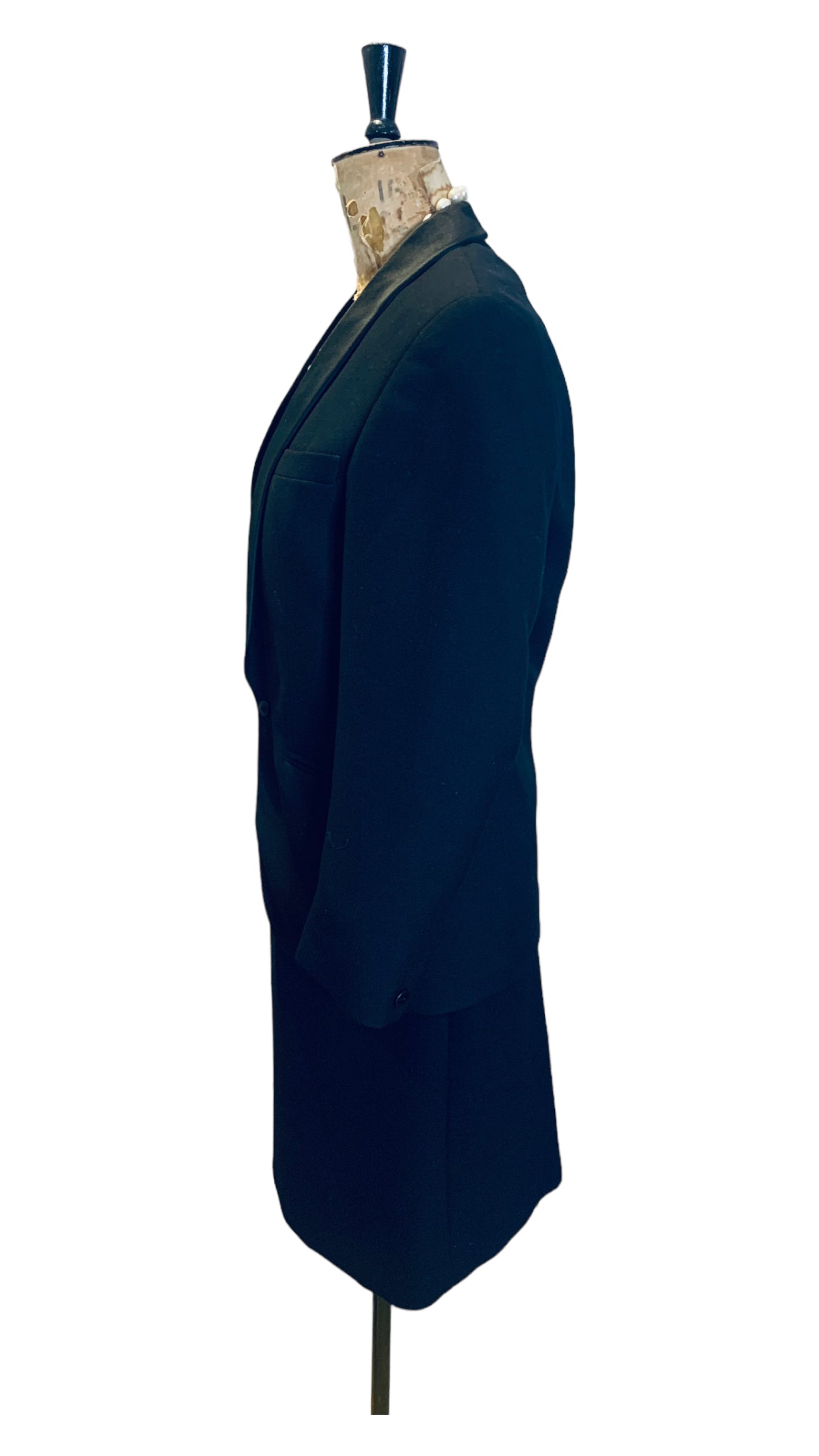 Vintage 70s Black Tuxedo Trouser Suit Size UK 10 - 12