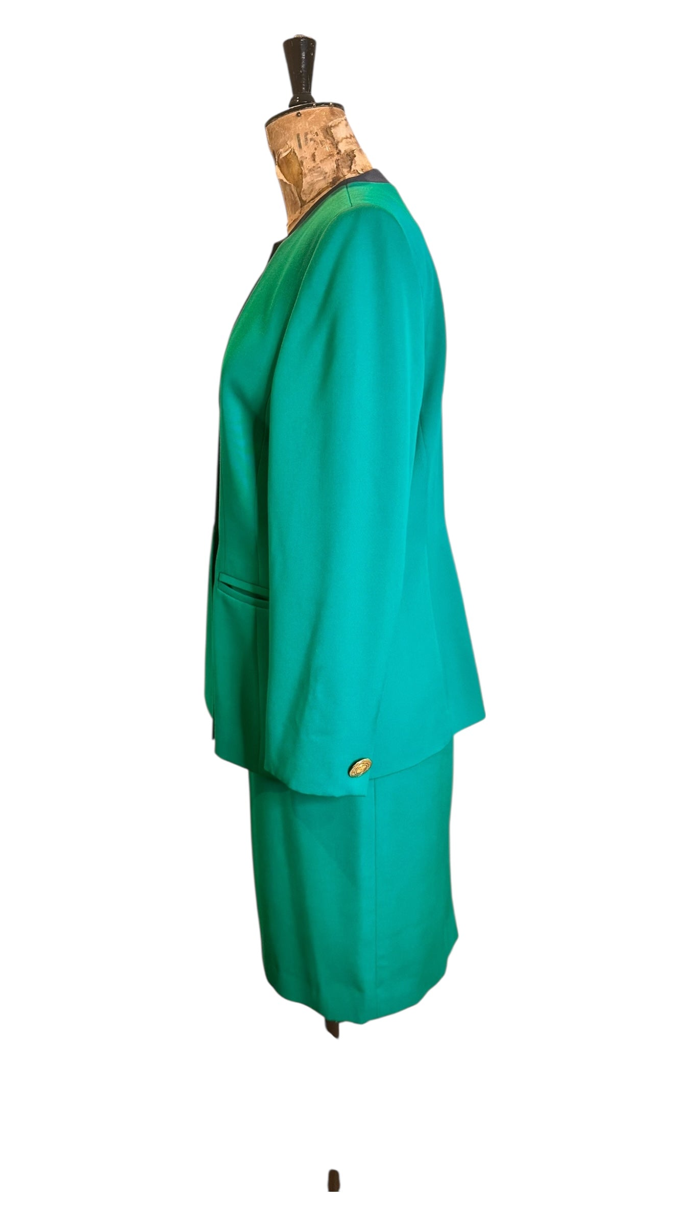 Vintage Pierre Cardin Green Skirt Suit UK 12 - 14