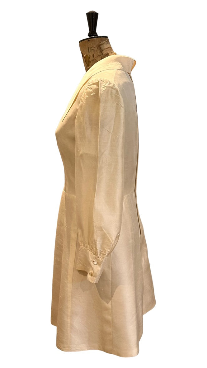 Vintage 60s Cream Silk Dress UK 12