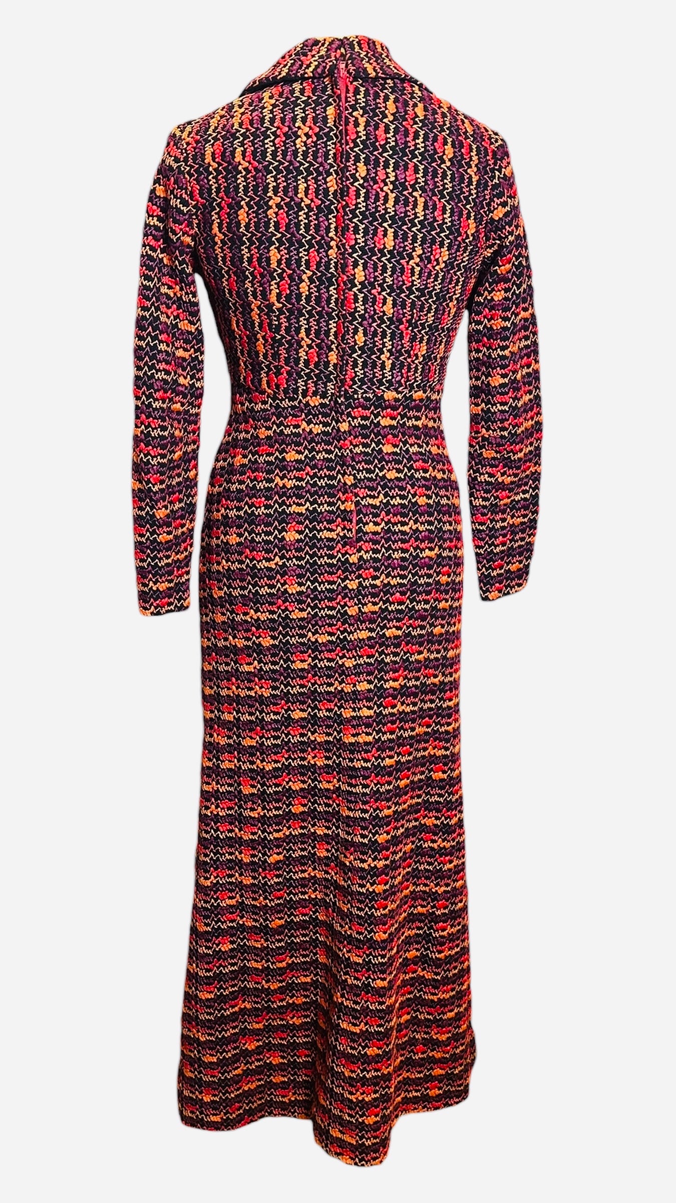 60s Vintage Wool Multicoloured Dress UK 10