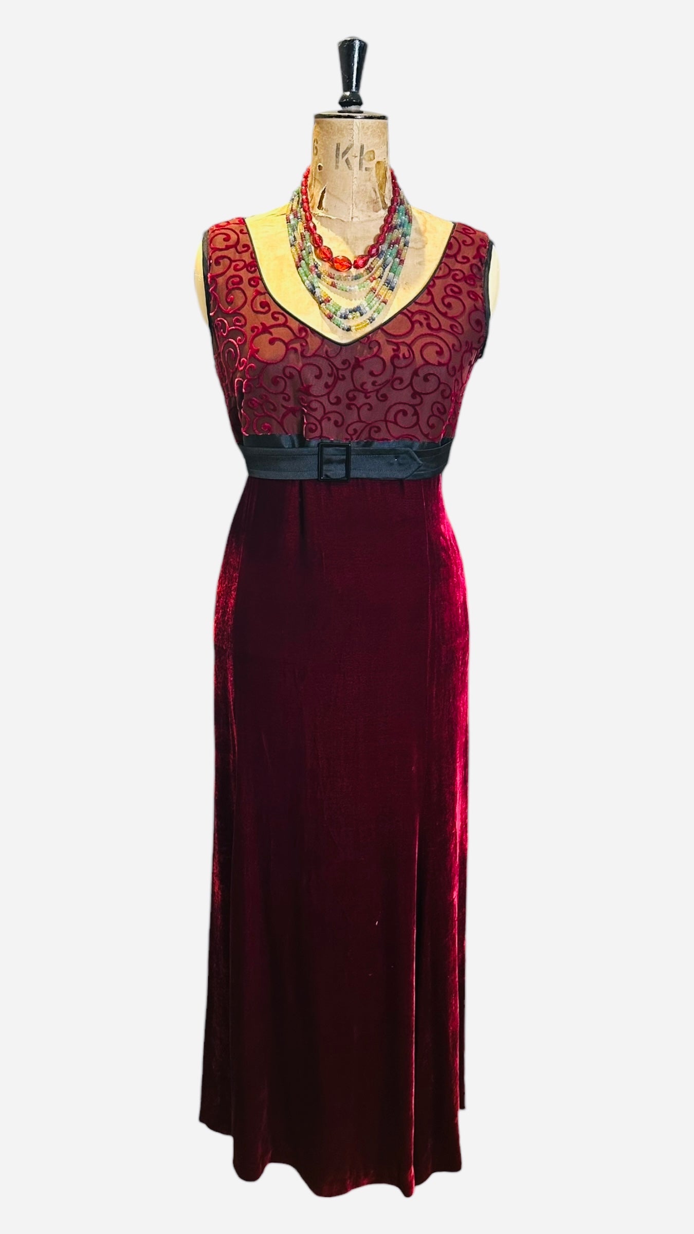 90s Vintage Velvet Event Dress UK 14-16