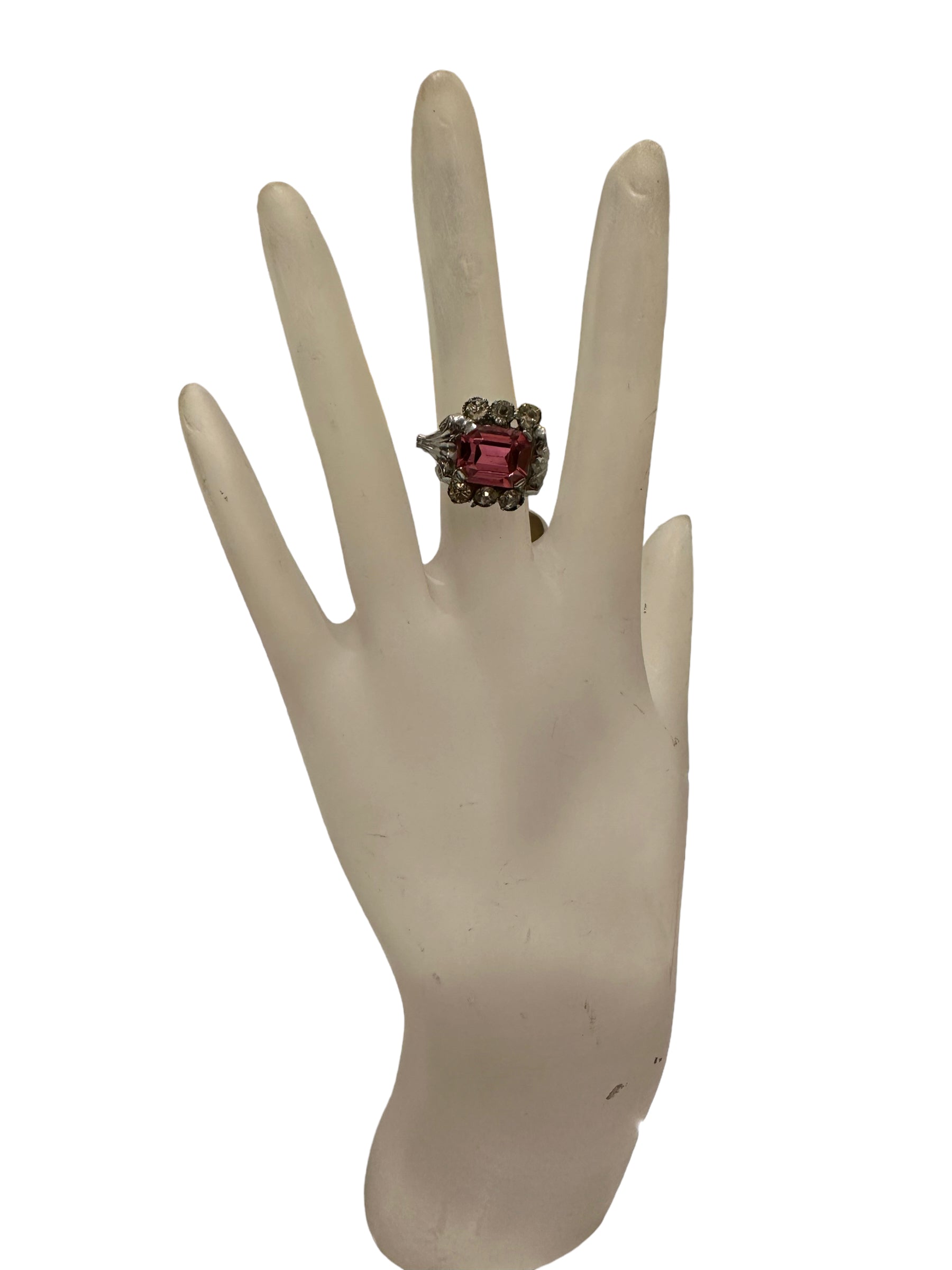 Art Deco Pink Diamante Ring