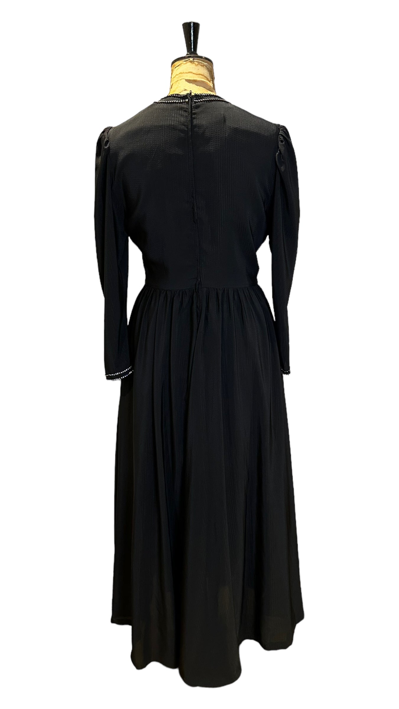 60s Vintage Black Evening Dress with Diamanté Embellishment  Size UK 12