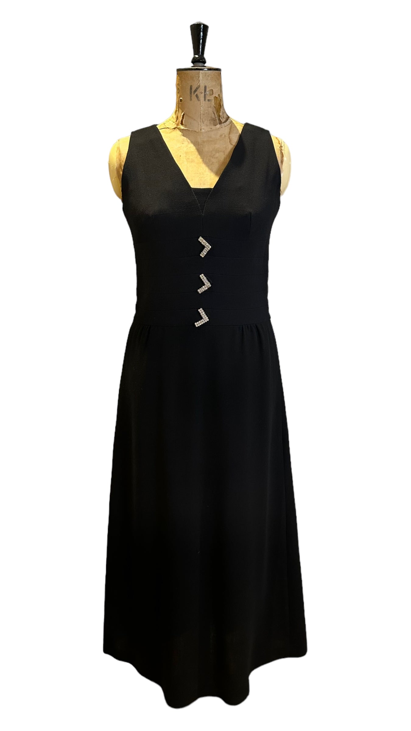 70s Vintage Black Maxi-dress Size 12-14