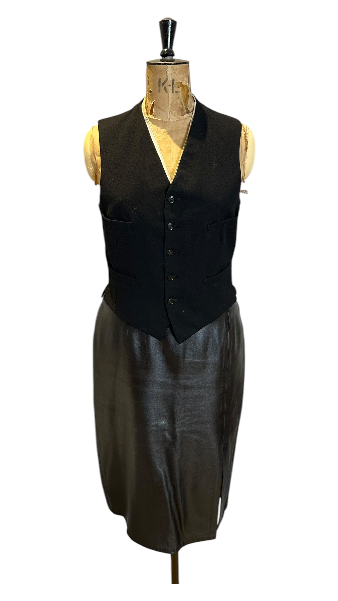 Vintage Black Wool Waistcoat Size Medium