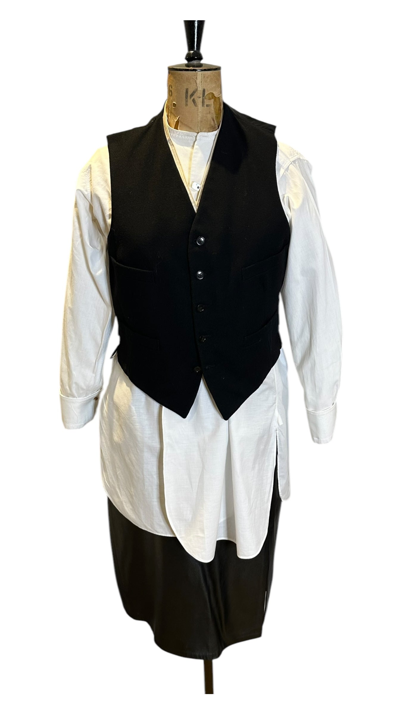 Vintage Black Wool Waistcoat Size Medium