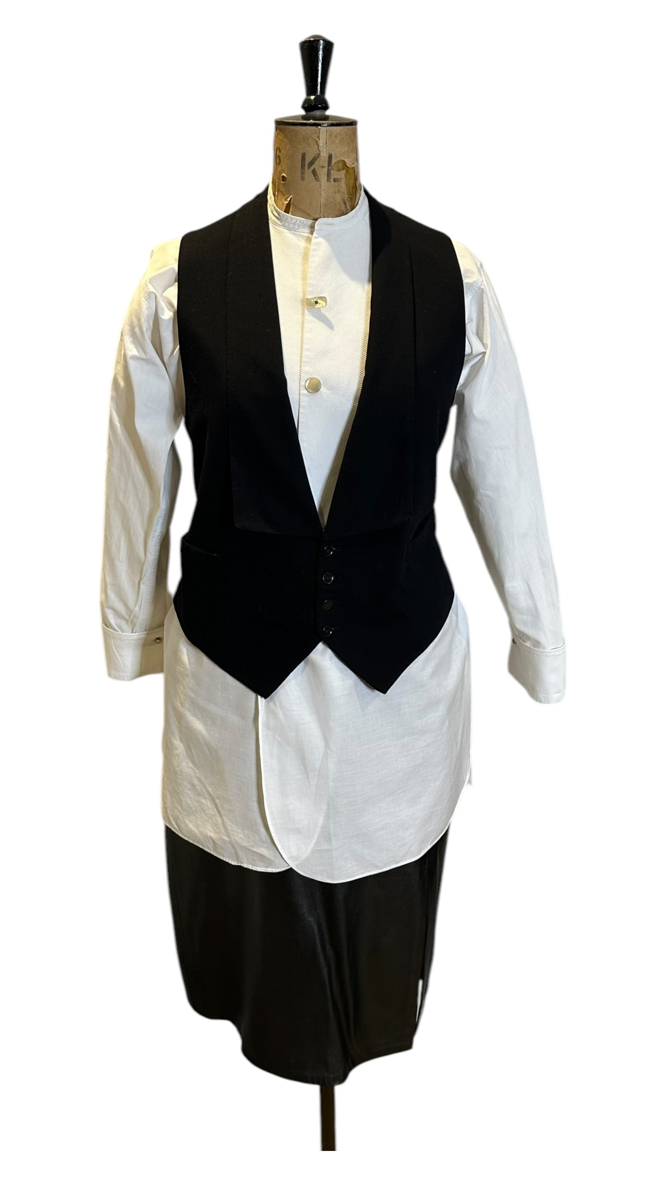 Vintage Black Wool Waistcoat UK Large