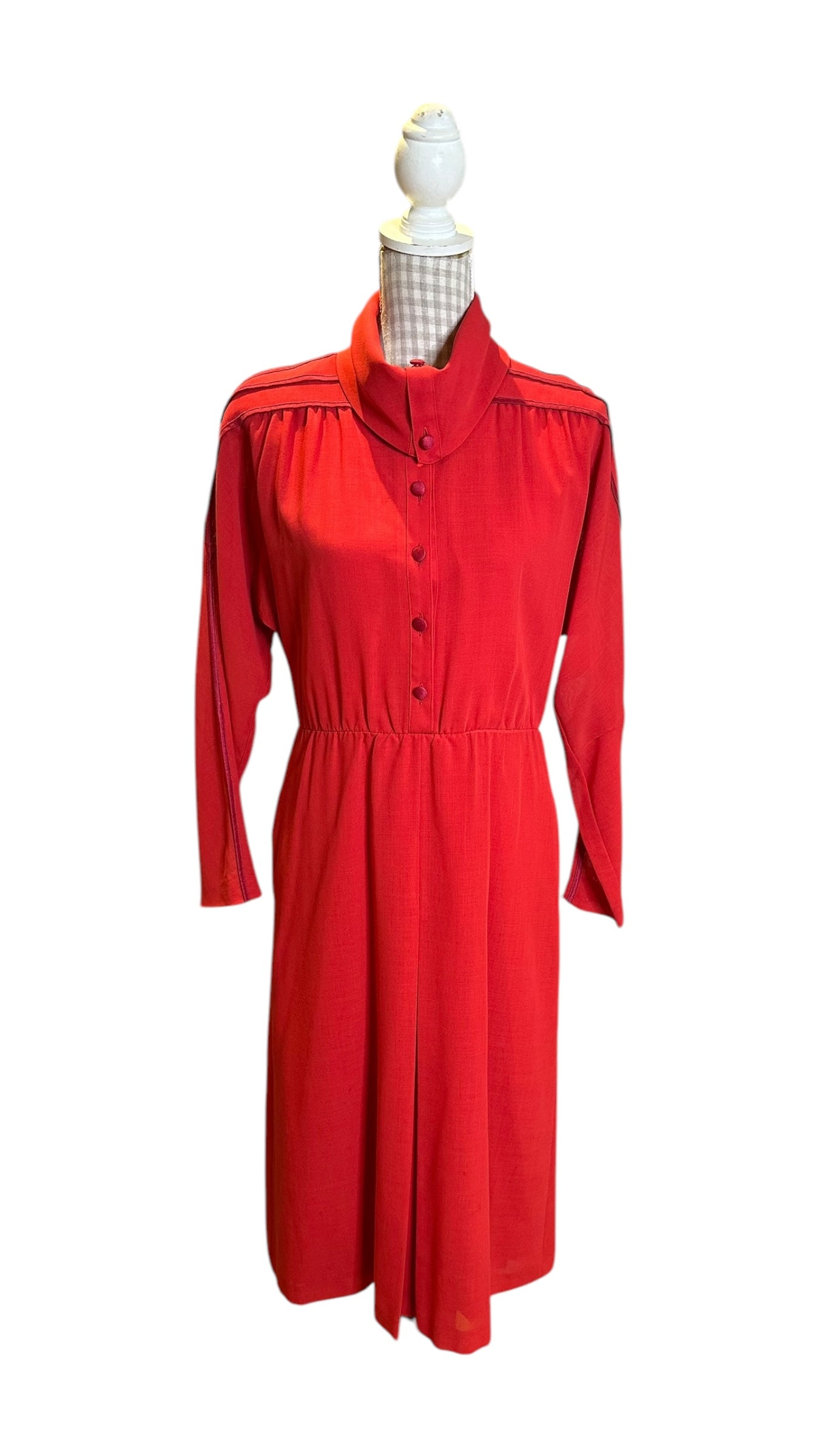 80s Vintage Red Dress with Pockets UK 10-12