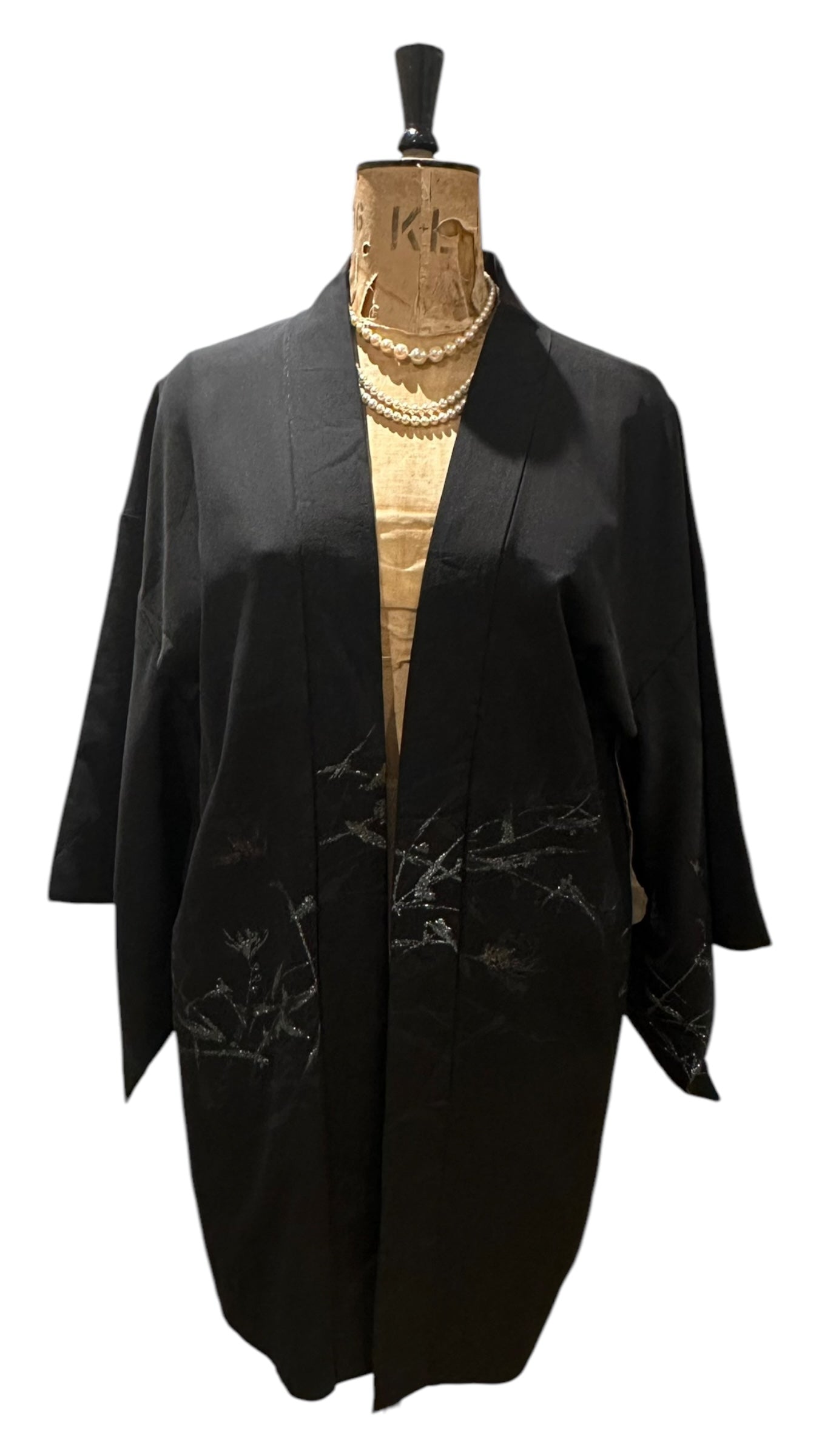 Vintage Black Kimono Jacket UK Large