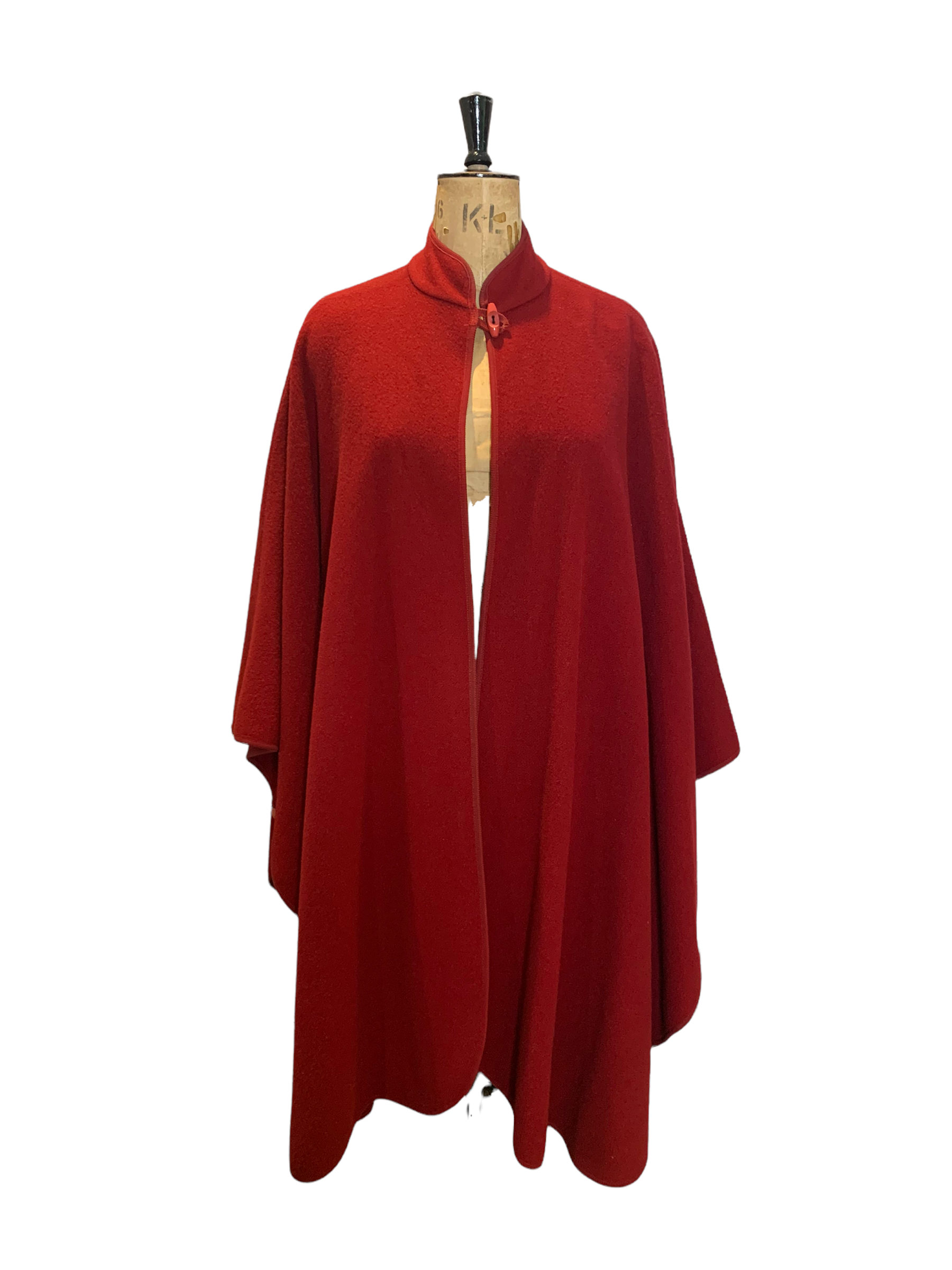 Vintage Red Wool Cape One Size