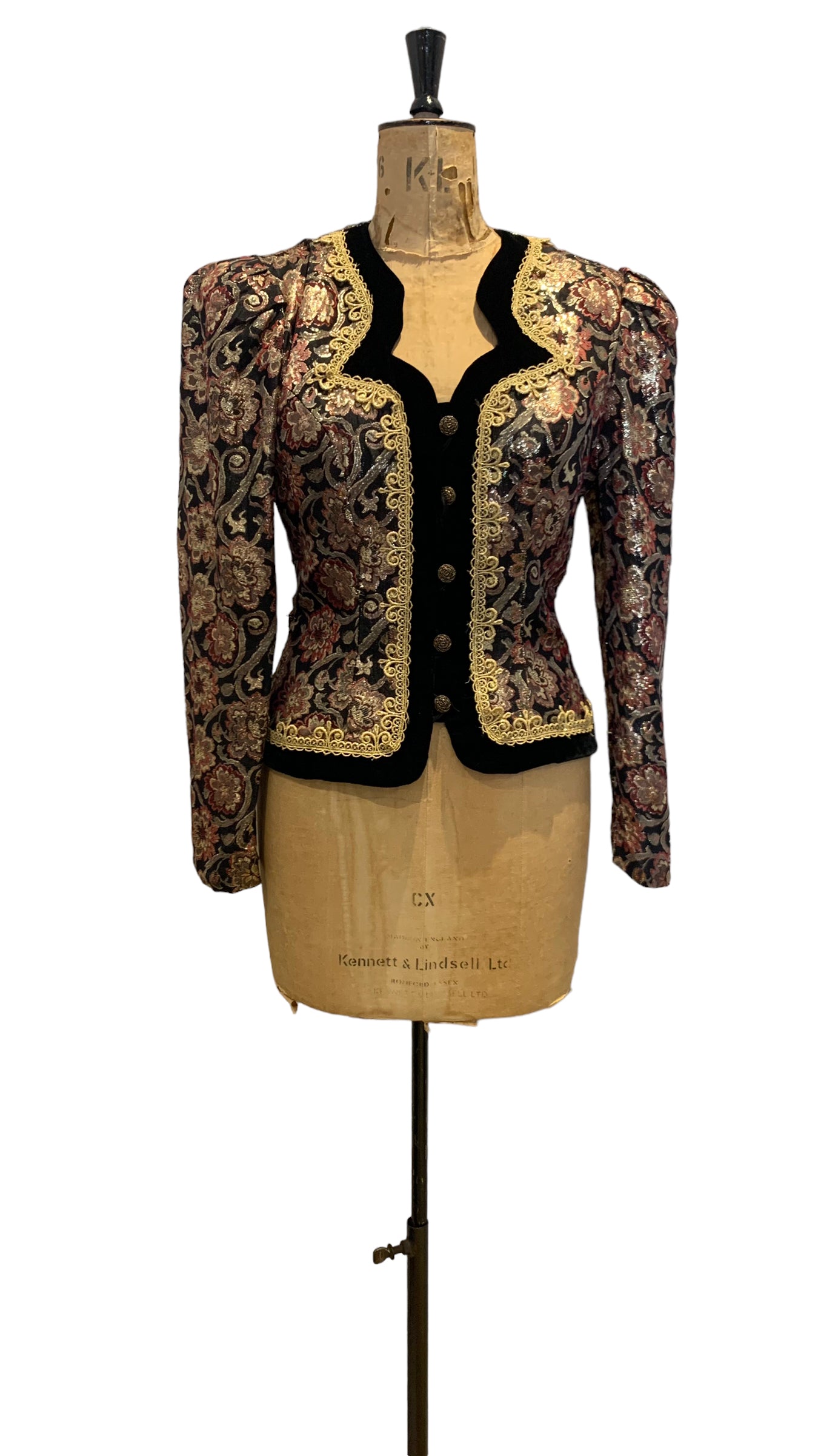 80s Vintage Velvet and Brocade Jacket size UK 10- 12