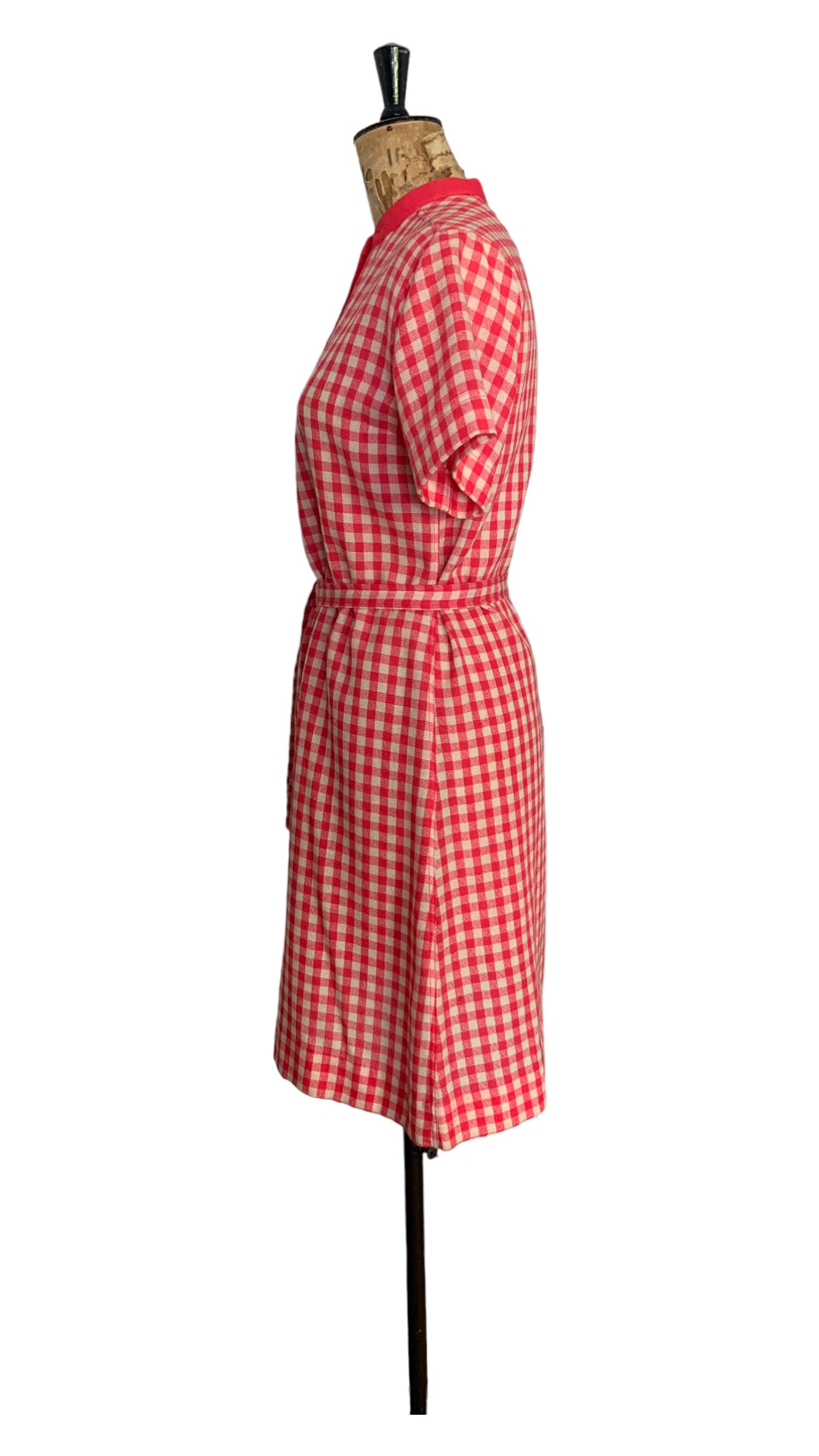 60s Vintage Pink Gingham Donal Davis Dress Size UK 10-12
