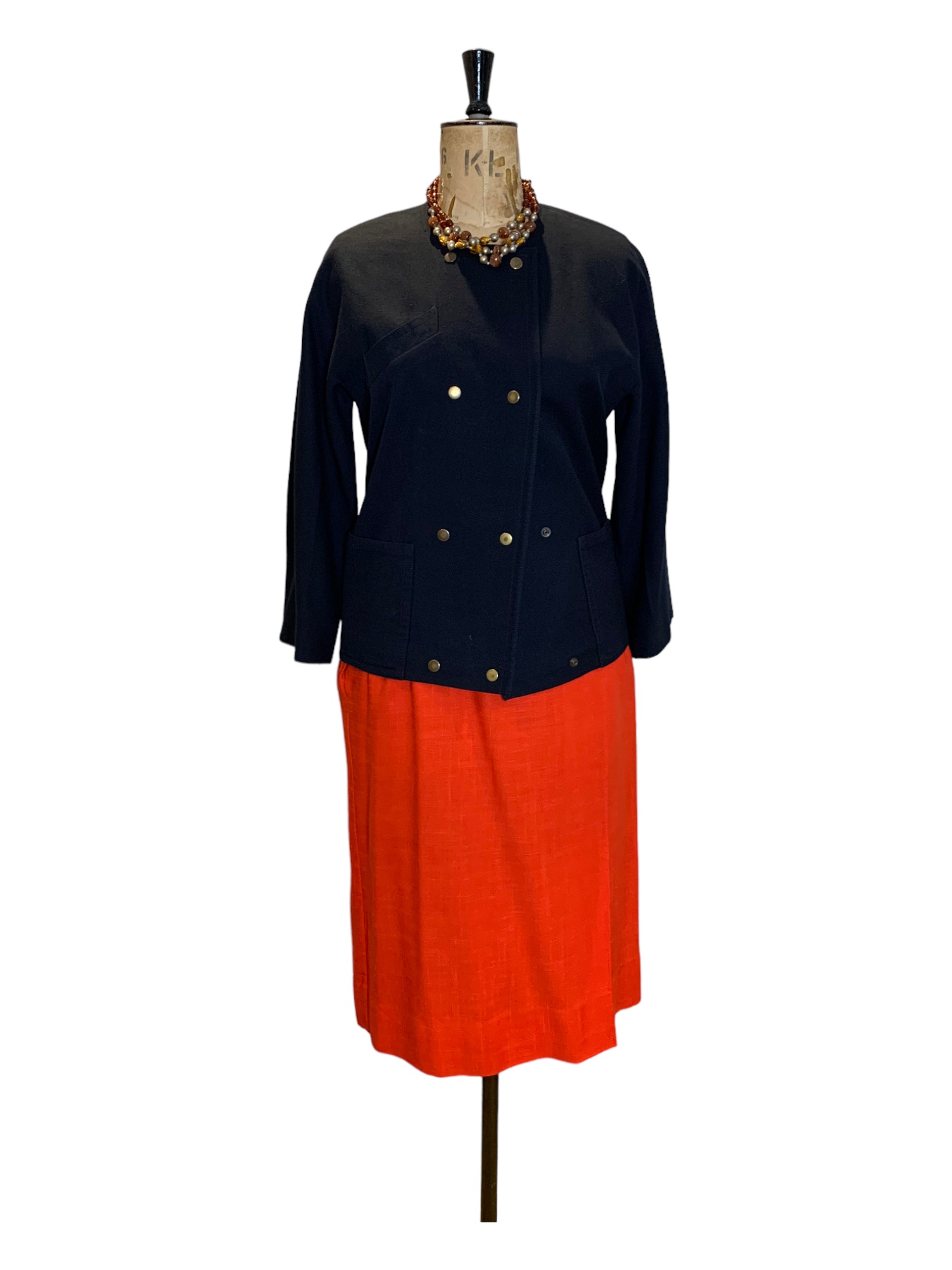 8os Vintage Irish Navy Wool Jacket Size UK 12