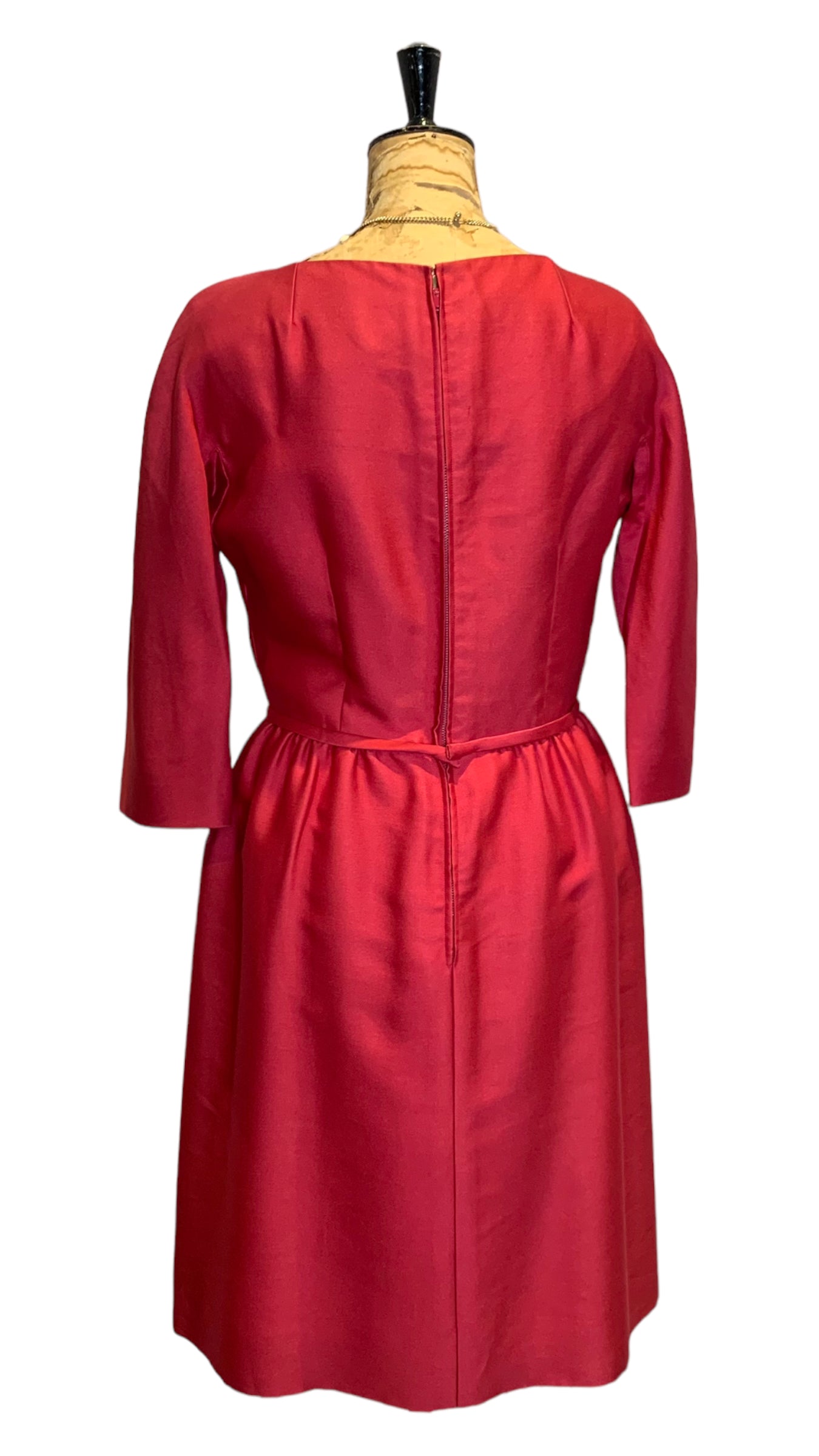 50s Vintage Pink Fitted Dress Size UK 12- 14