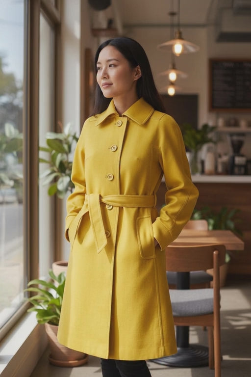 Vintage 60s Yellow Coat Simpson of Piccadilly UK 12 - 14