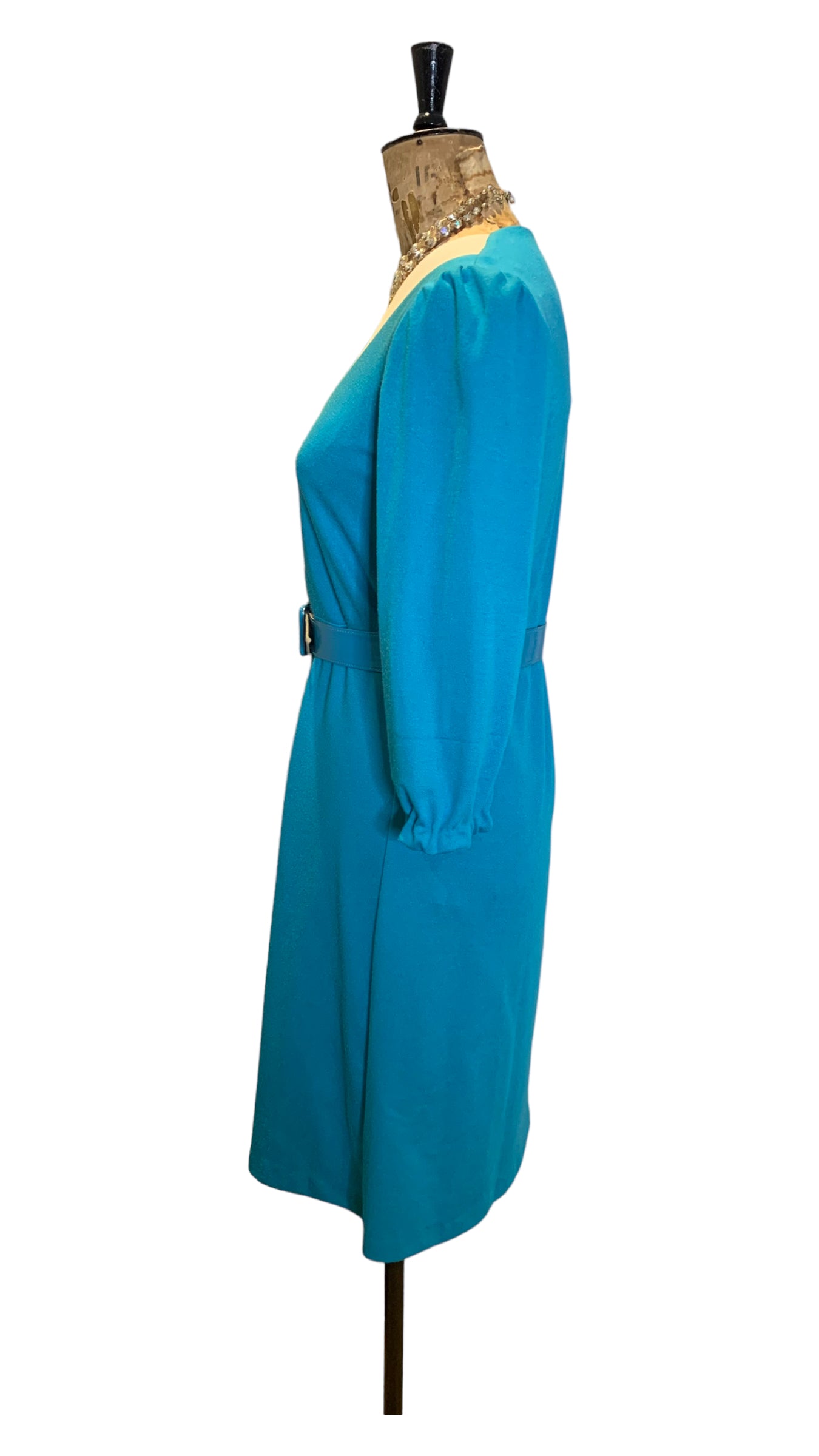 70s Vintage Torquoise  Cotton Dress Size Uk 10 -12