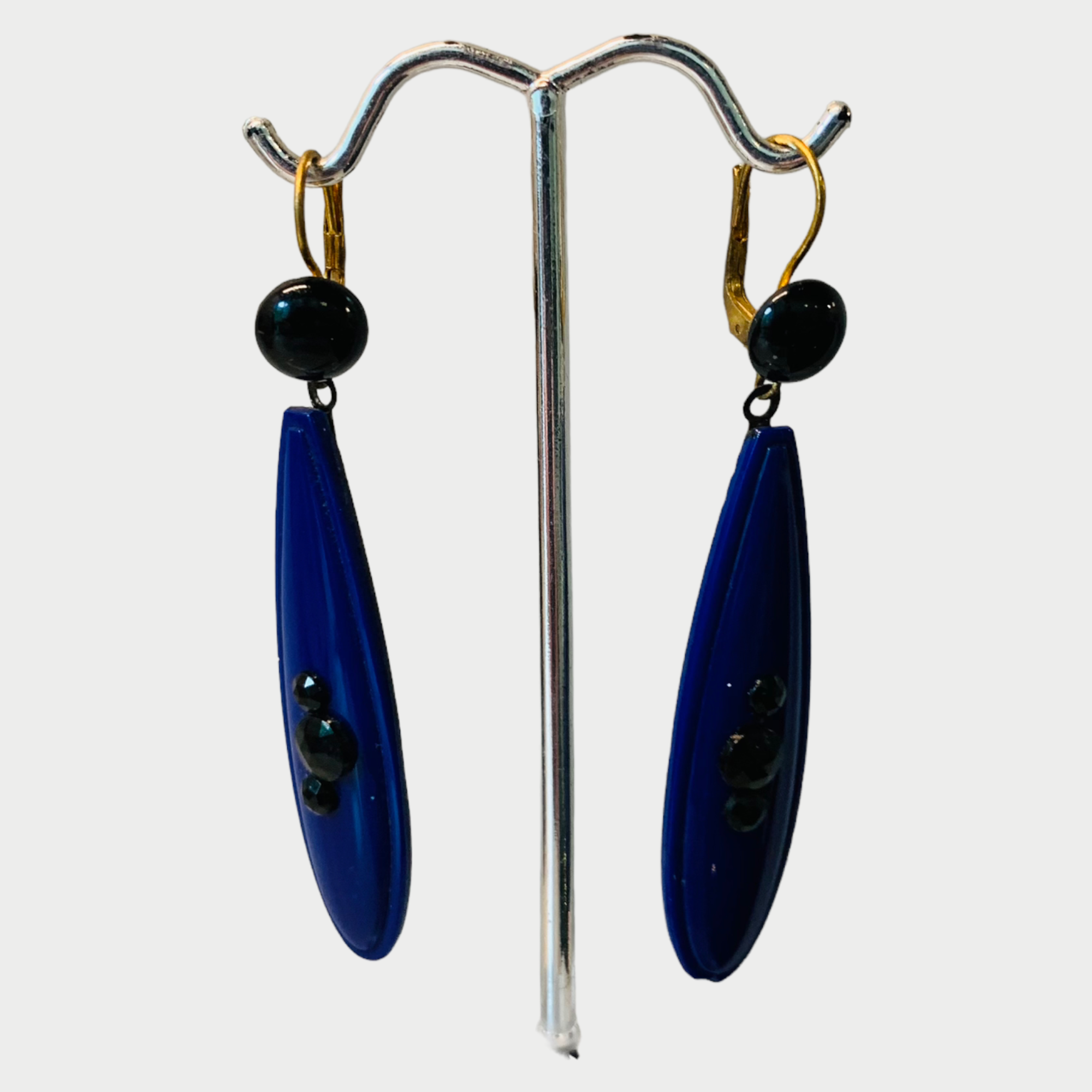 Vintage Art Deco Blue Drop Earrings
