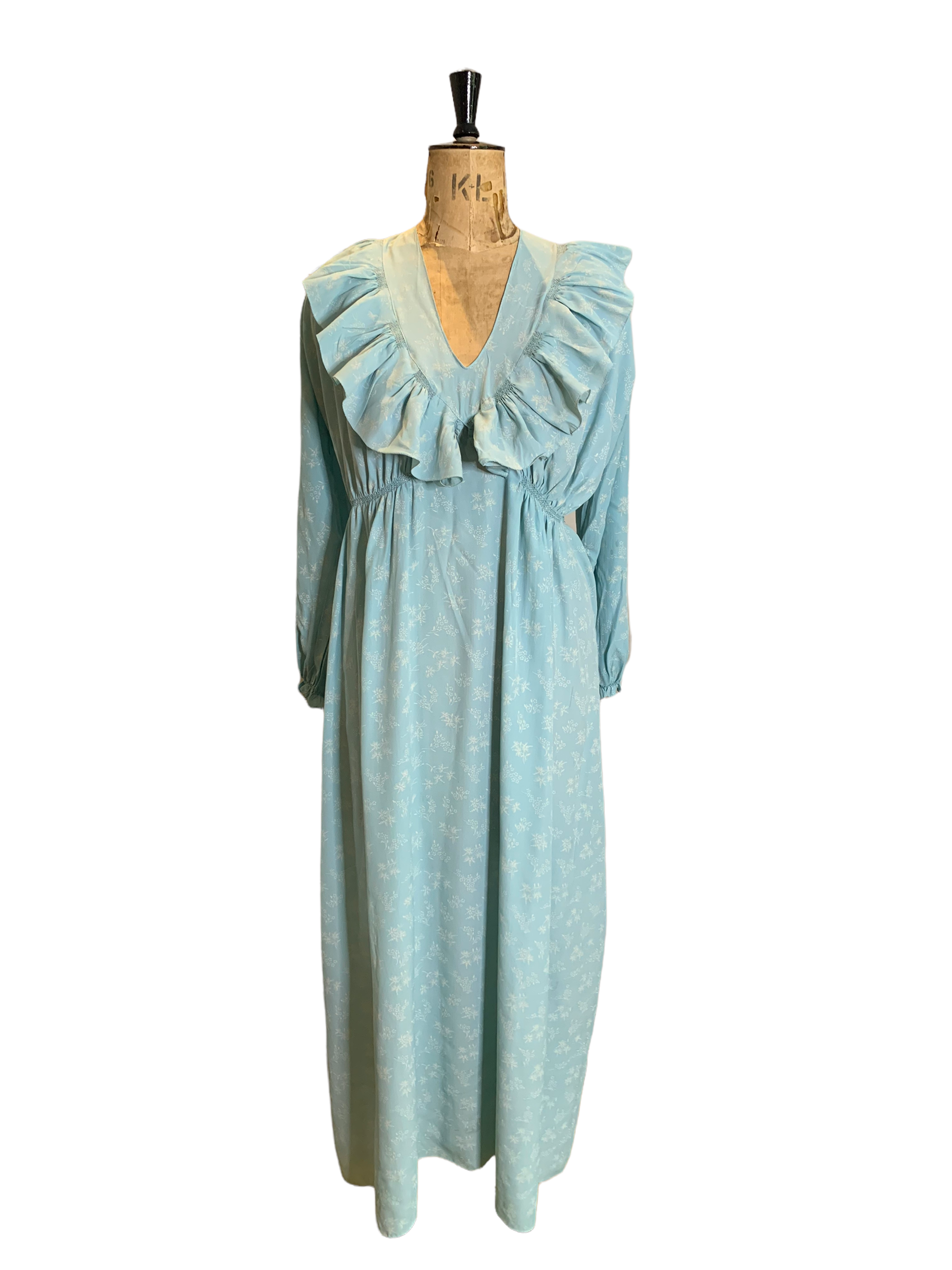 70s Vintage Blue Silk Maxi Dress UK Size 12 16 – Vintage Finds You